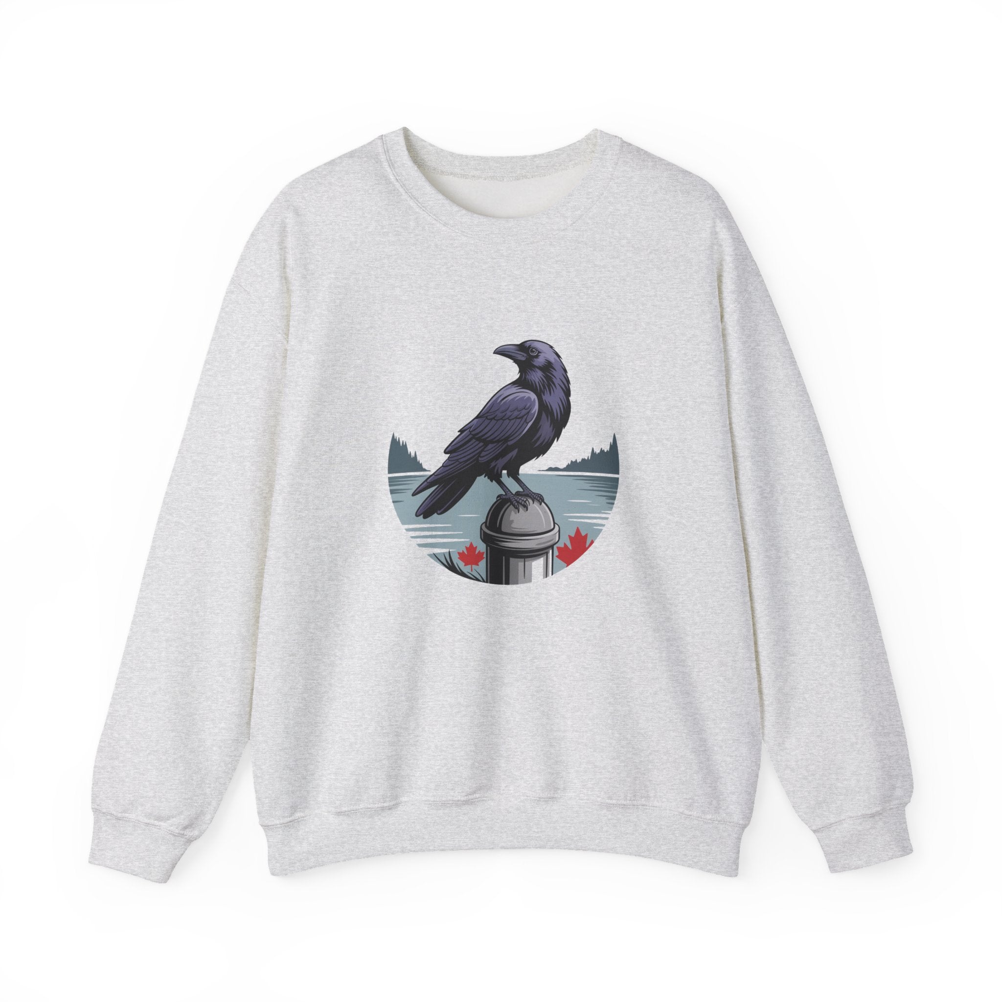 Raven by the Lake Crewneck Sweatshirt — Scenic Nature Graphic