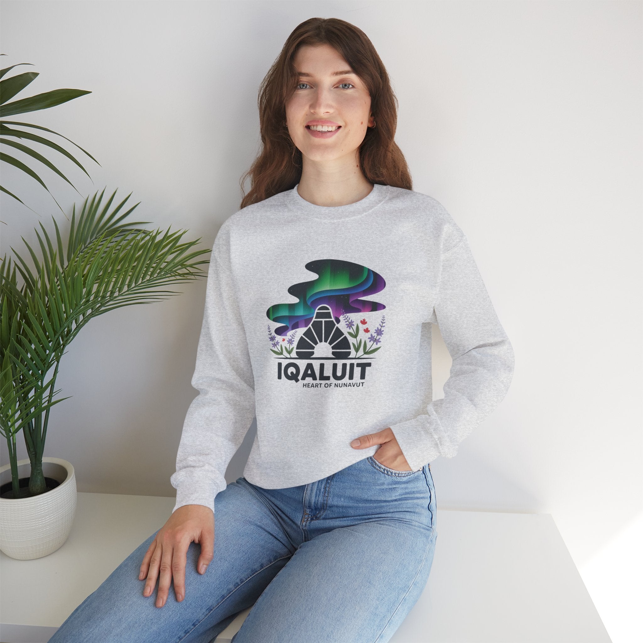 Iqaluit Northern Lights Sweatshirt – Heart of Nunavut Souvenir Crewneck