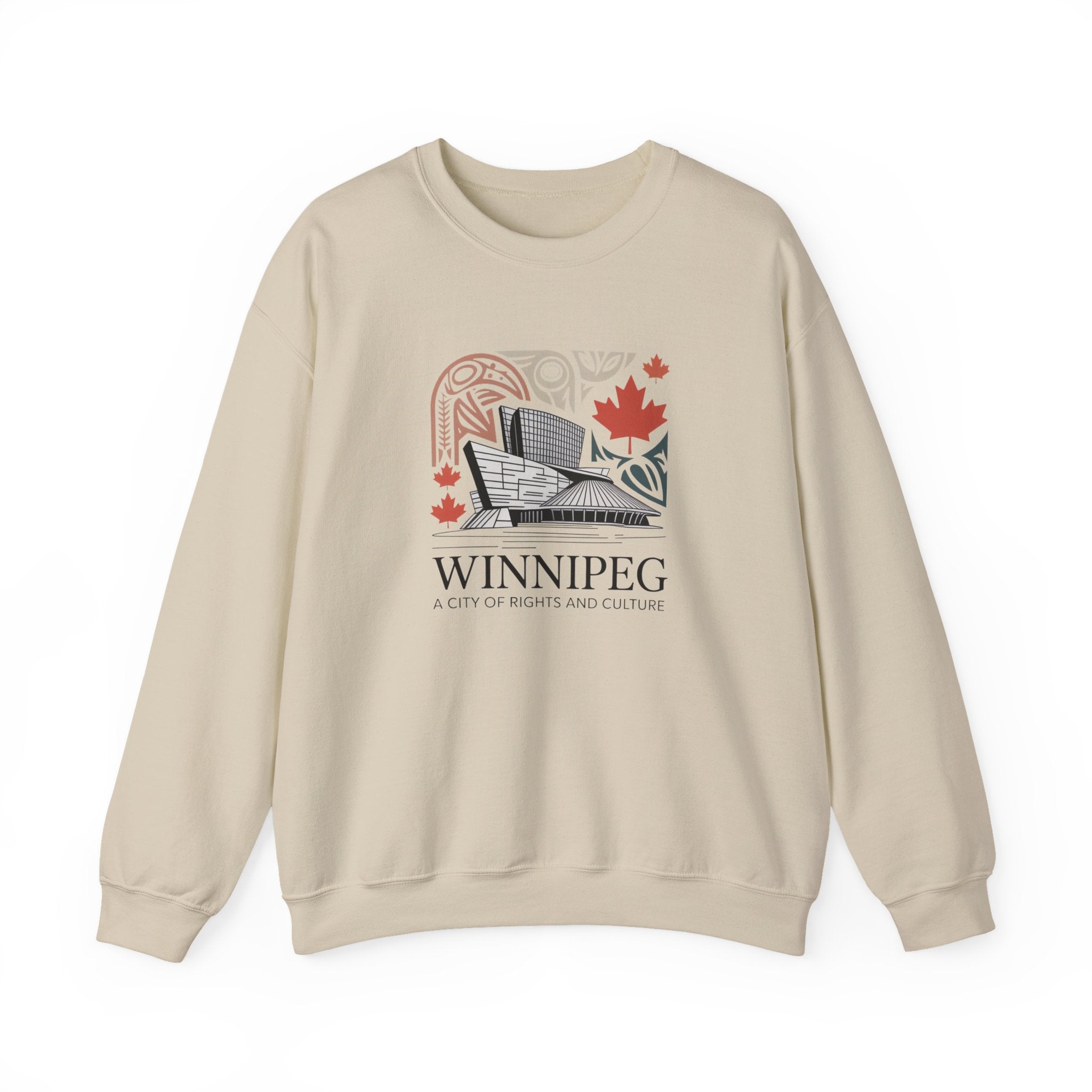 Winnipeg Crewneck Sweatshirt — Canadian Cityscape Design (Maple Leaf)