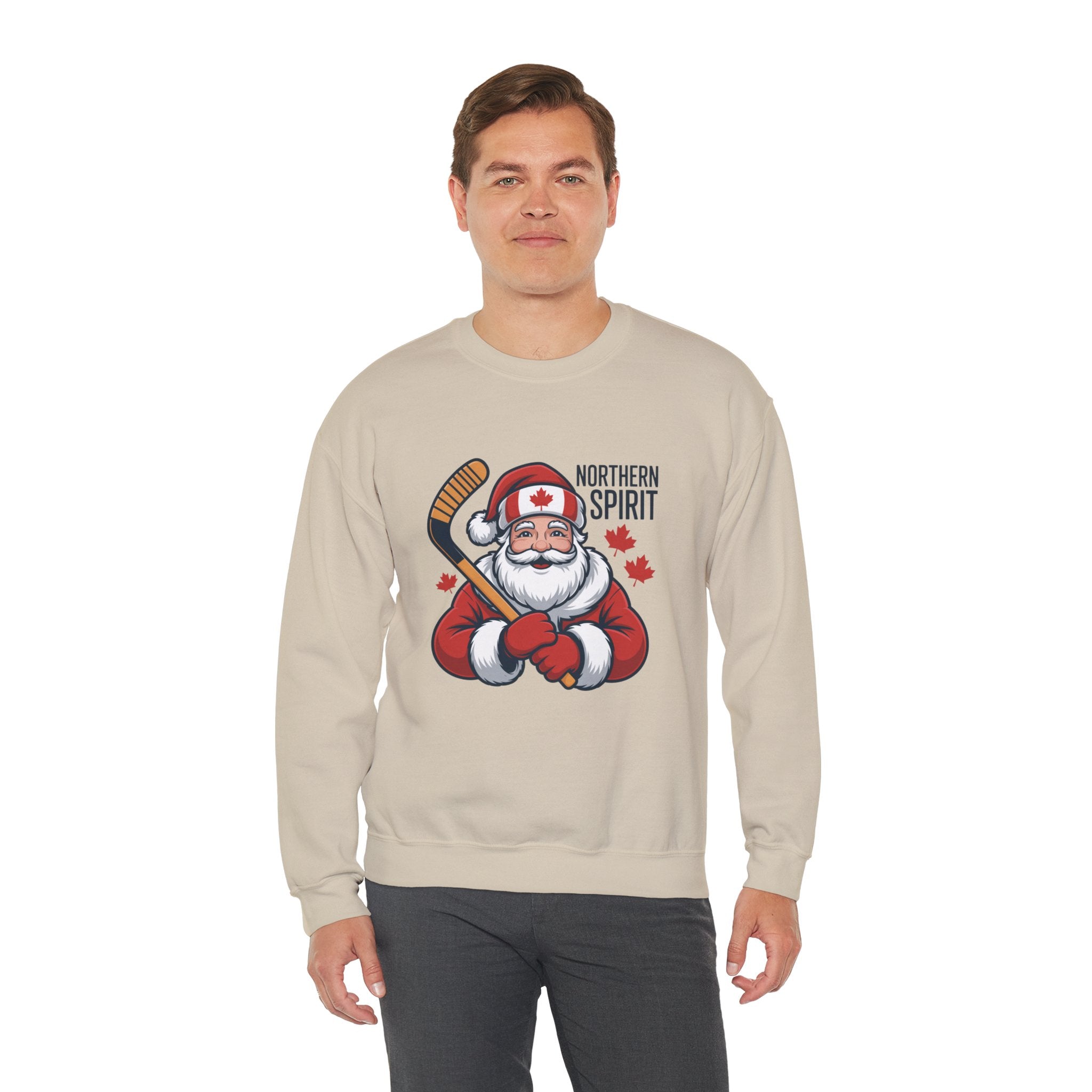 Northern Spirit Santa Hockey Sweatshirt – Canadian Maple Leaf Holiday Crewneck