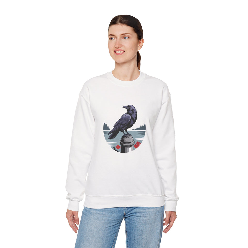 Raven by the Lake Crewneck Sweatshirt — Scenic Nature Graphic