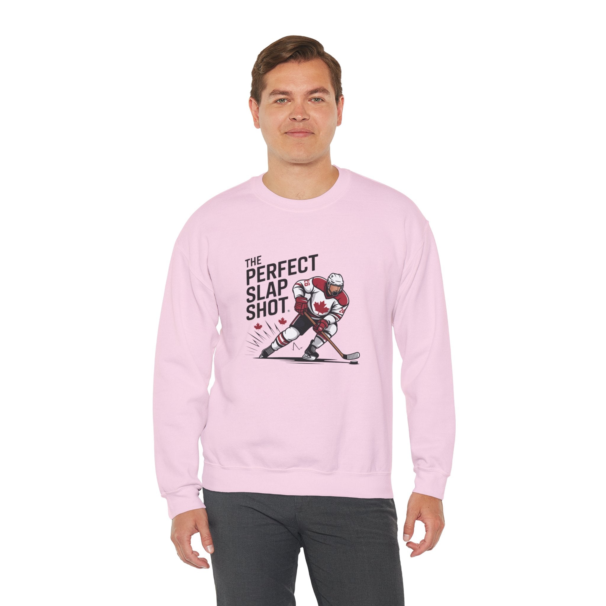 Hockey Slap Shot Sweatshirt — "The Perfect Slap Shot" Crewneck for Players & Fans