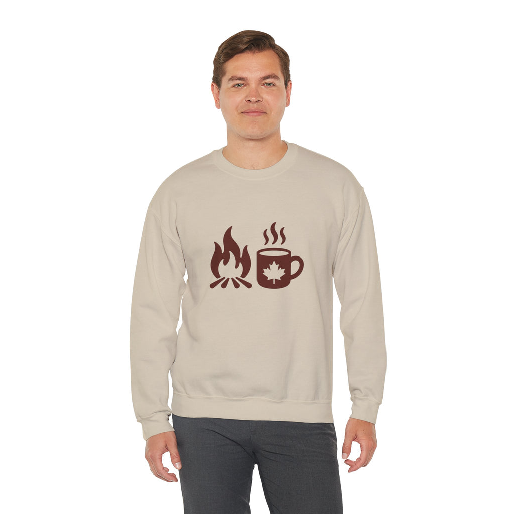 Campfire & Coffee Crewneck Sweatshirt — Cozy Camping Coffee Sweatshirt