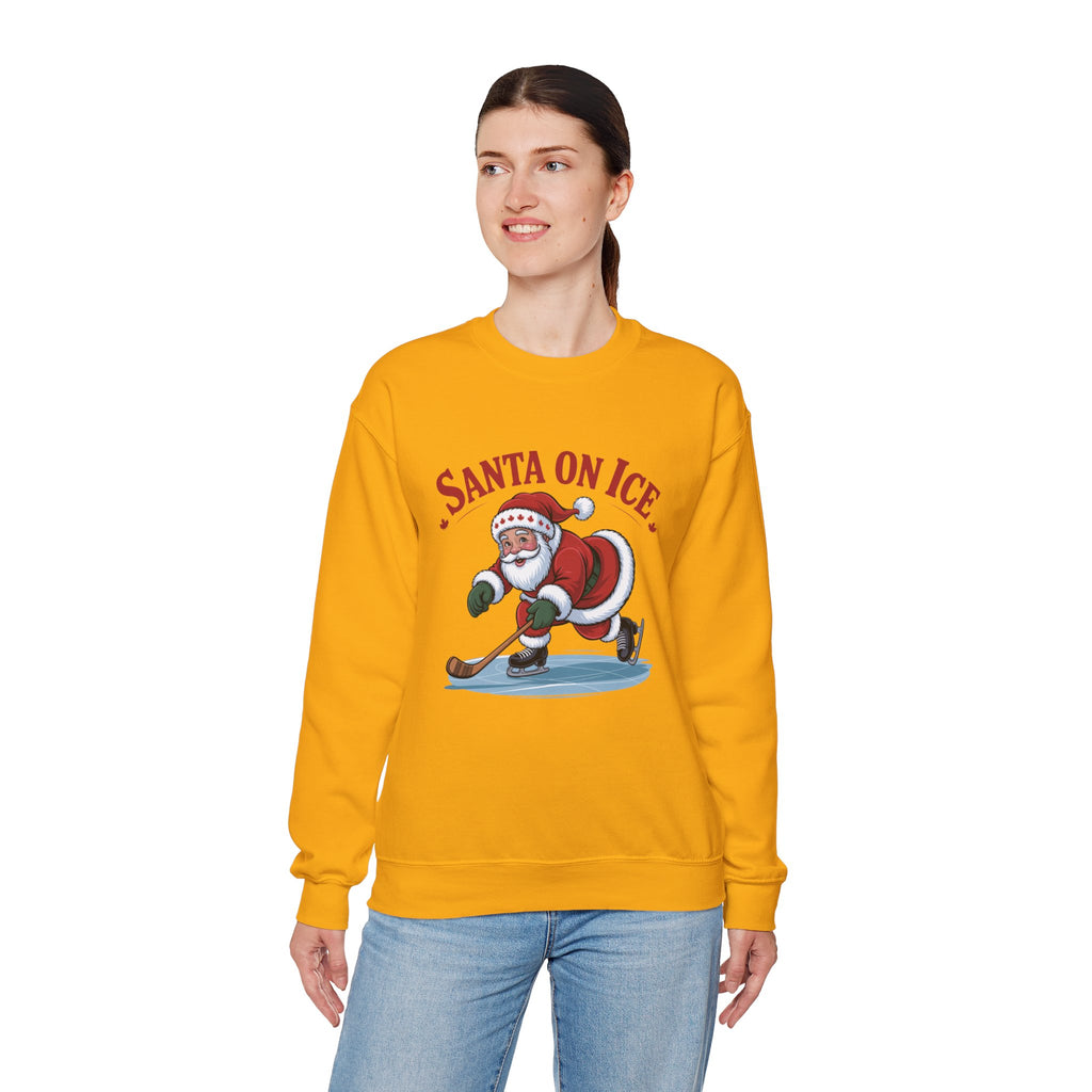 Santa on Ice Sweatshirt — Funny Hockey Santa Christmas Crewneck