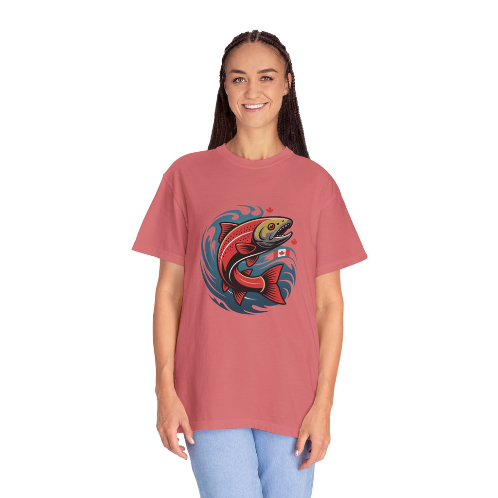 Salmon Wave T‑Shirt — Retro Fishing Graphic Tee