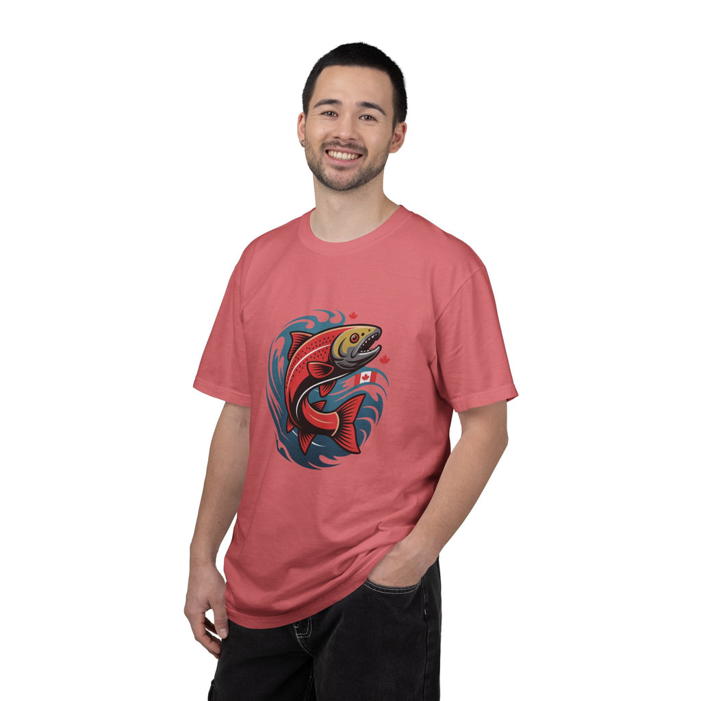 Salmon Wave T‑Shirt — Retro Fishing Graphic Tee