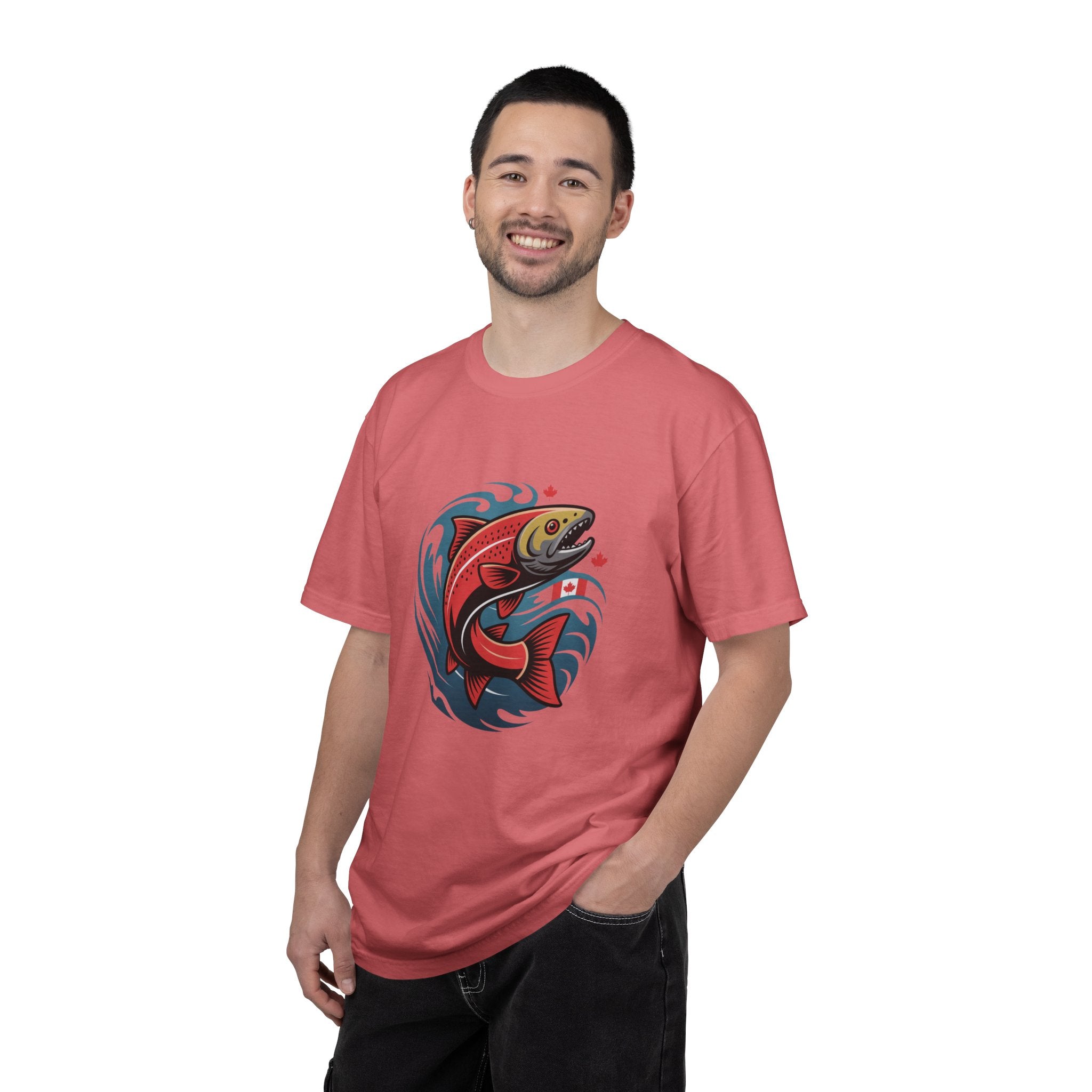 Salmon Wave T‑Shirt — Retro Fishing Graphic Tee