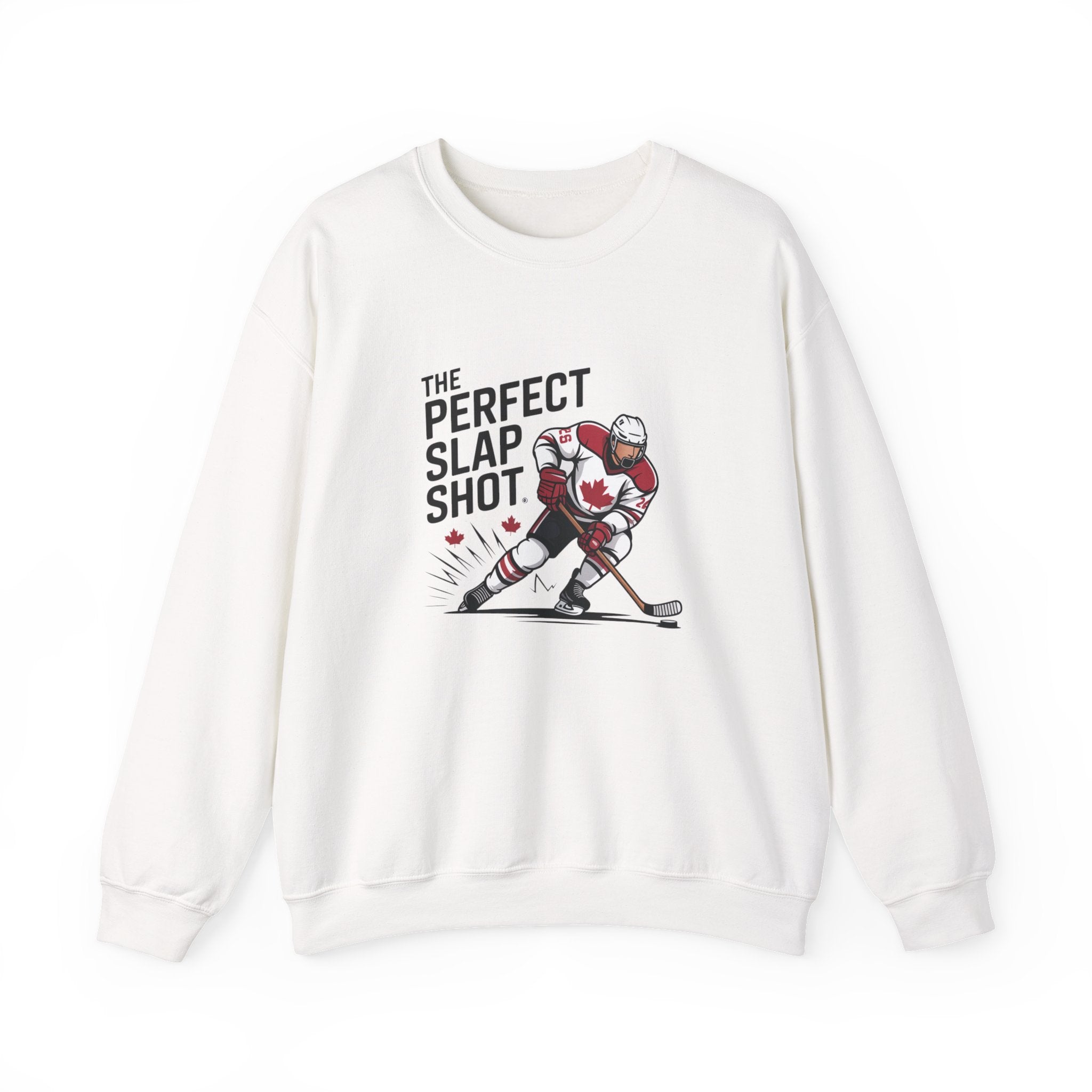 Hockey Slap Shot Sweatshirt — "The Perfect Slap Shot" Crewneck for Players & Fans