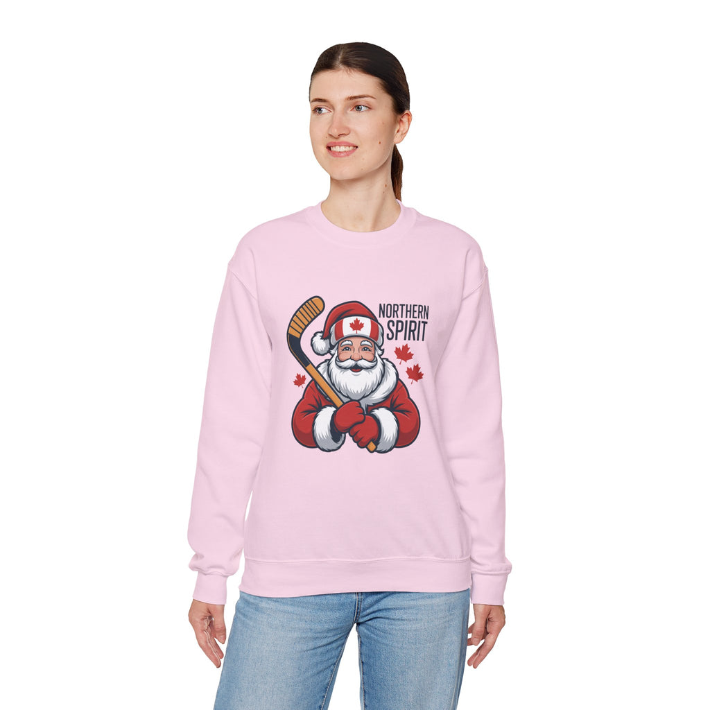 Northern Spirit Santa Hockey Sweatshirt – Canadian Maple Leaf Holiday Crewneck