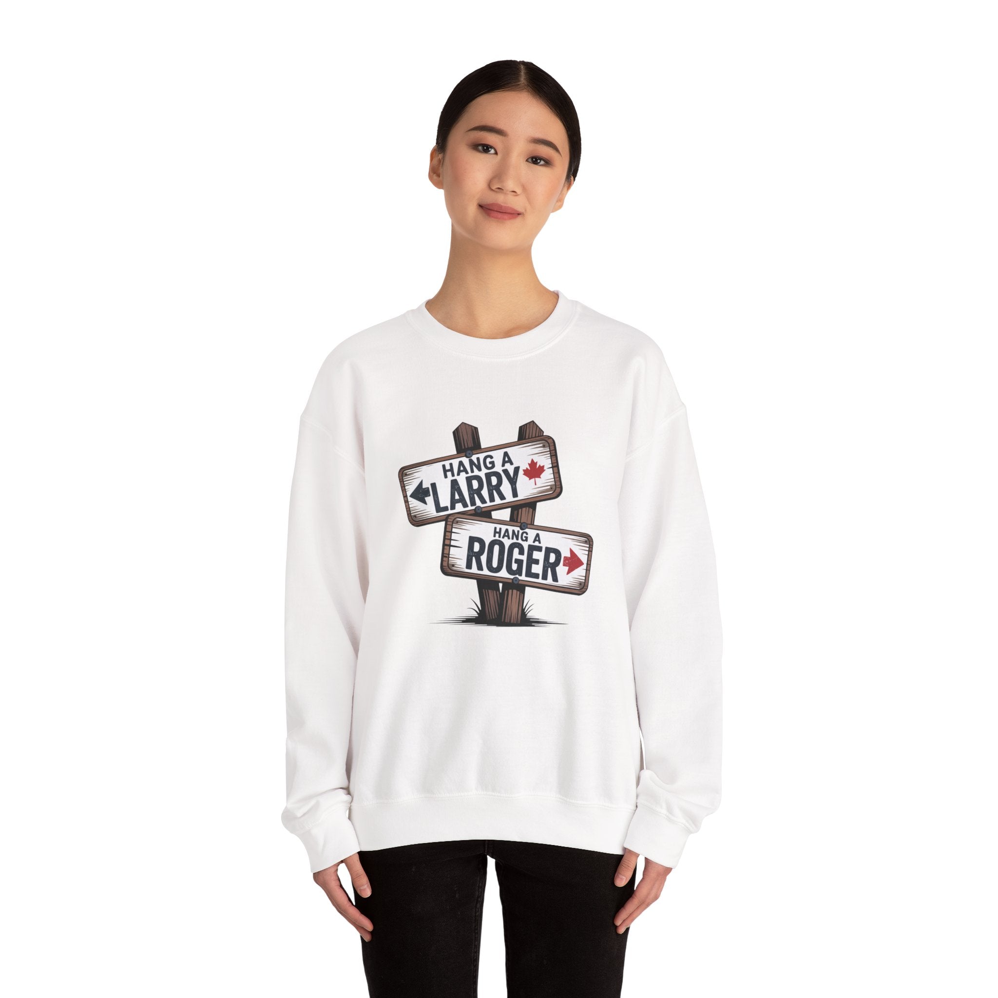 "Hang a Larry, Hang a Roger" Road Sign Graphic Sweatshirt
