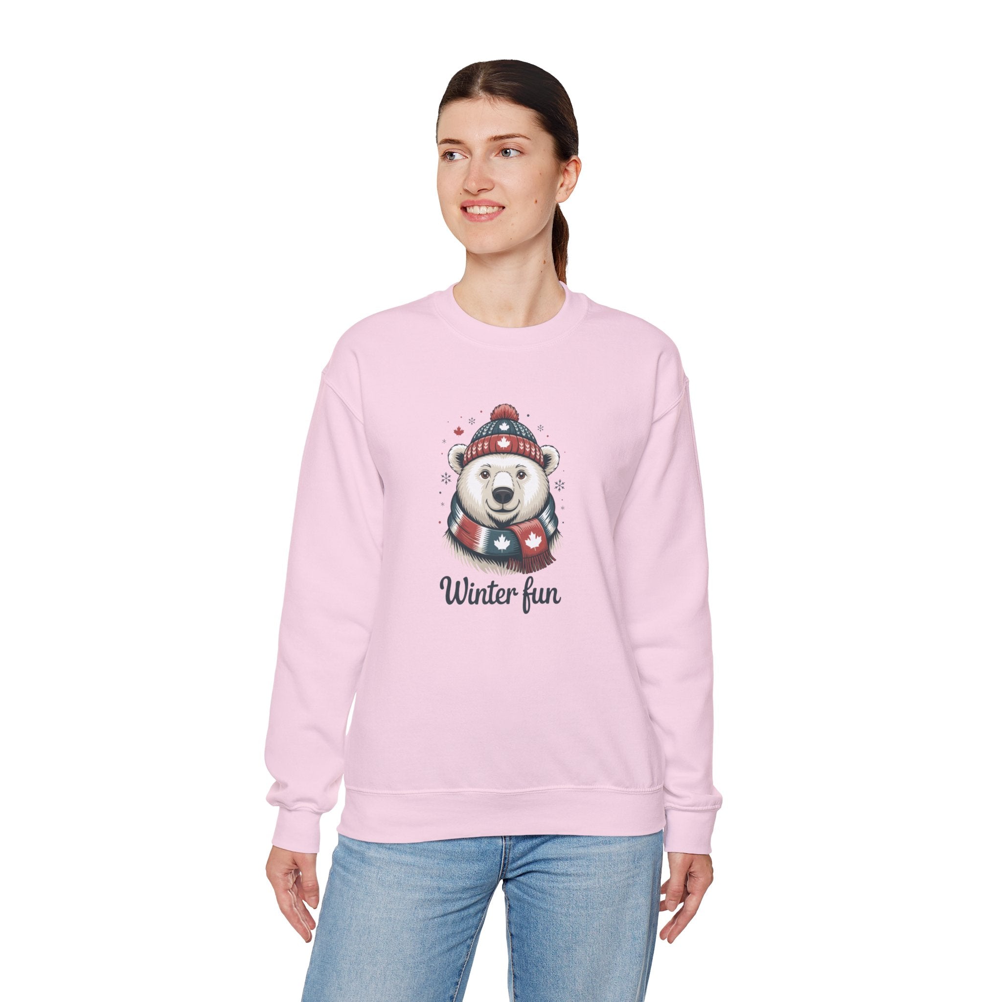'Winter Fun' Polar Bear Crewneck: Cozy Holiday Snow Day Sweatshirt