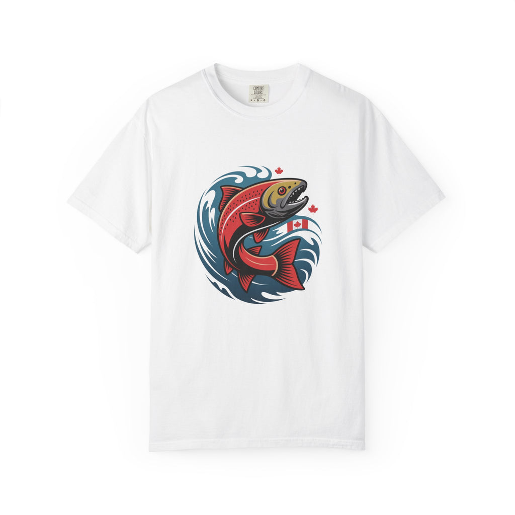 Salmon Wave T‑Shirt — Retro Fishing Graphic Tee