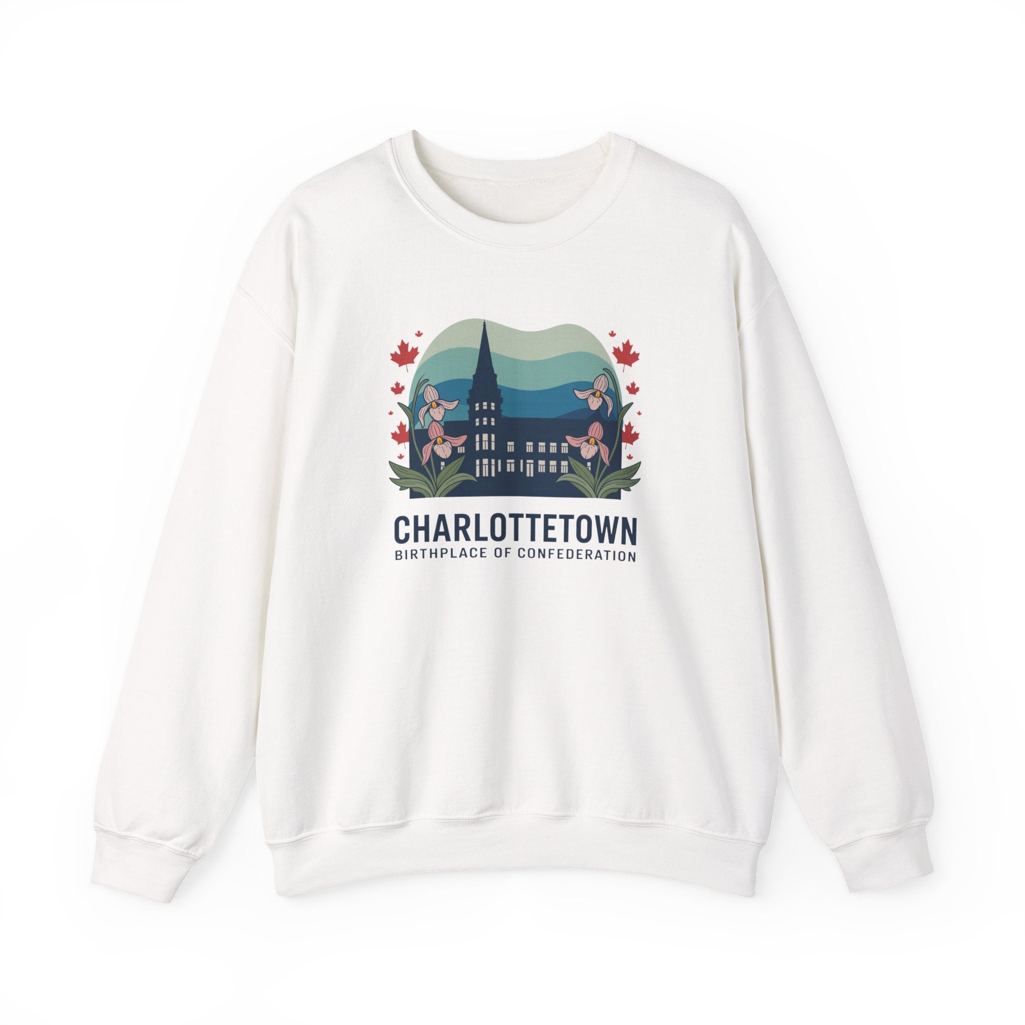 Charlottetown Retro Skyline Crewneck Sweatshirt — PEI Cottagecore Souvenir