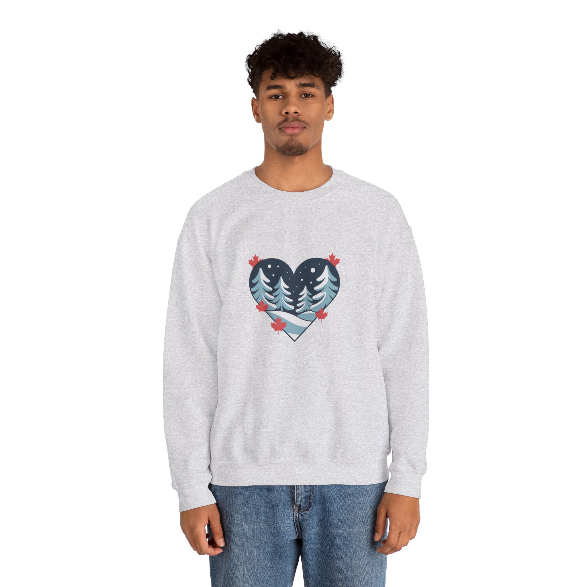 Winter Forest Heart Sweatshirt — Cozy Christmas Crewneck