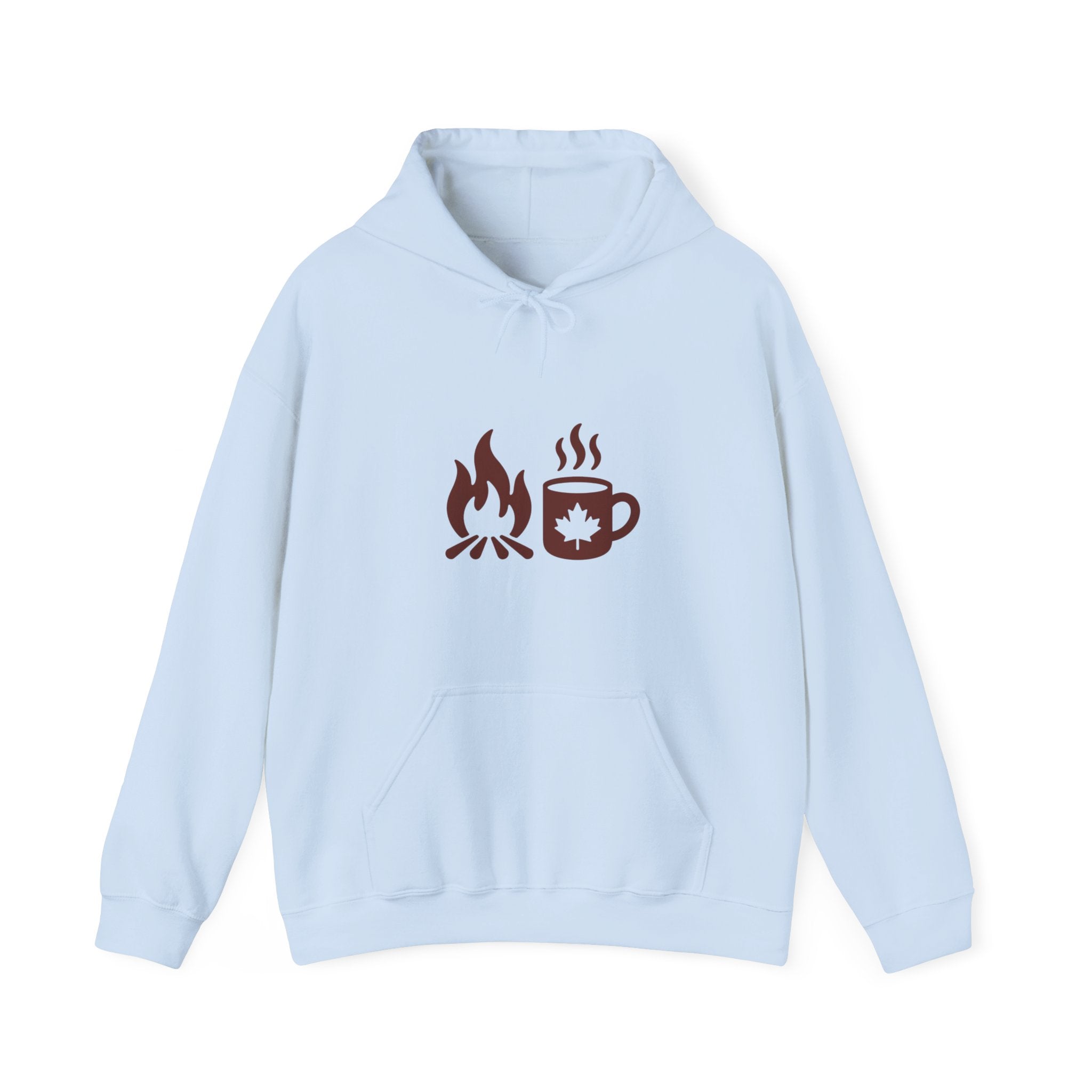 Campfire Coffee Hoodie — Cozy Camper Coffee Cup & Flame Graphic