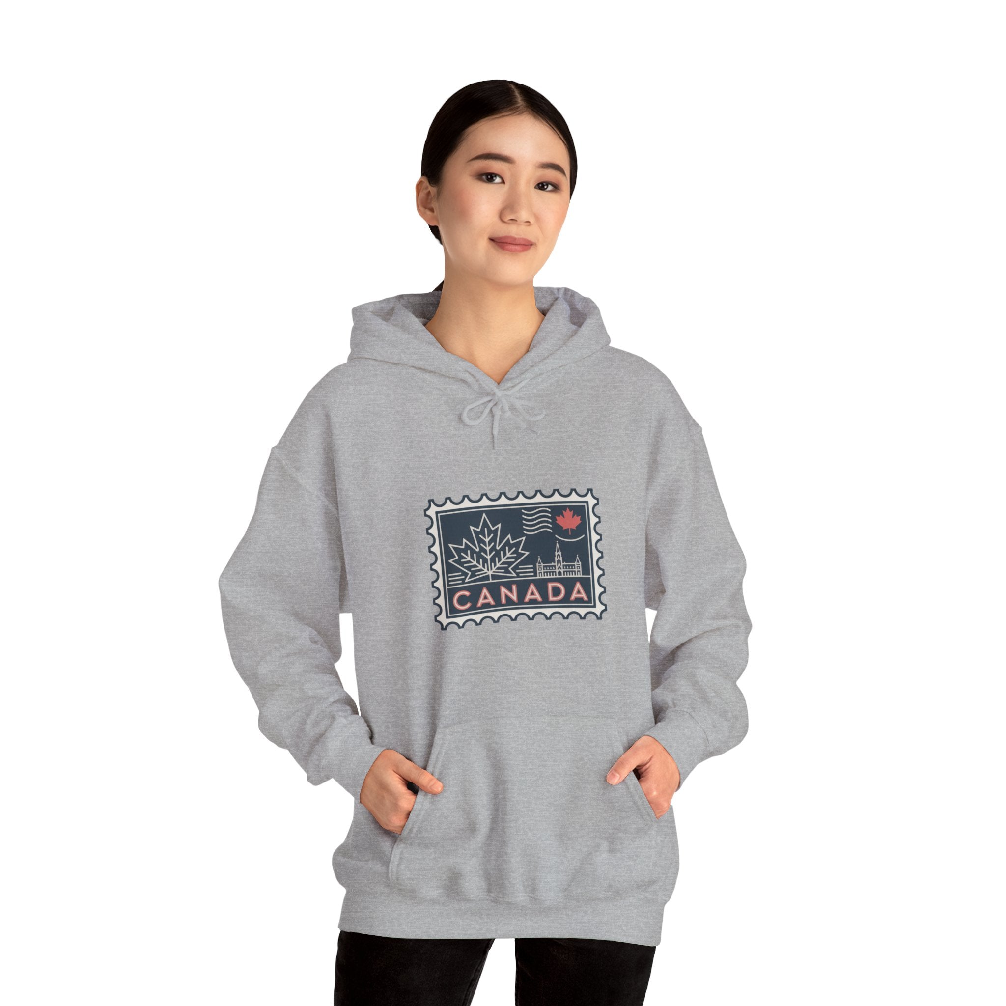 Canada Stamp Hoodie – Vintage Maple Leaf Canadian Travel Sweatshirt