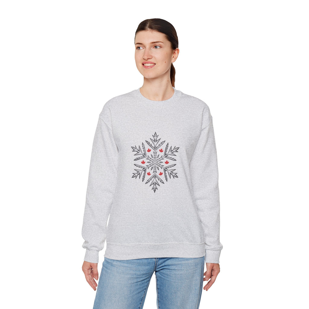 Minimal Snowflake Design with Red Berry Accents - Sweatshirt