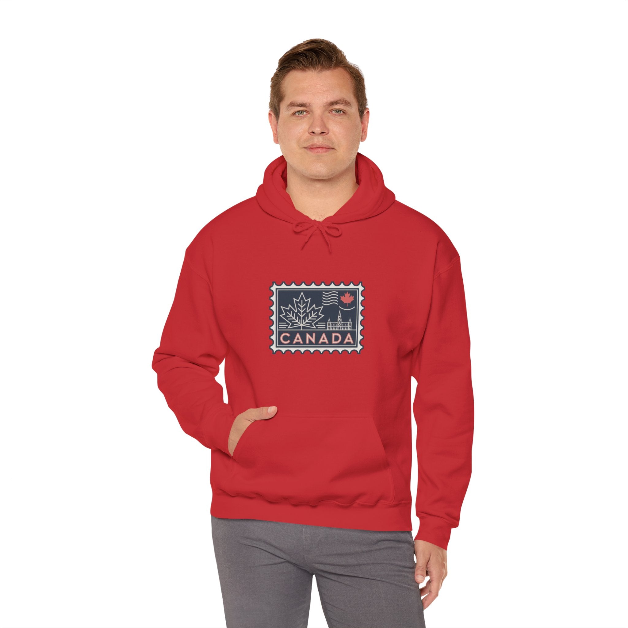 Canada Stamp Hoodie – Vintage Maple Leaf Canadian Travel Sweatshirt