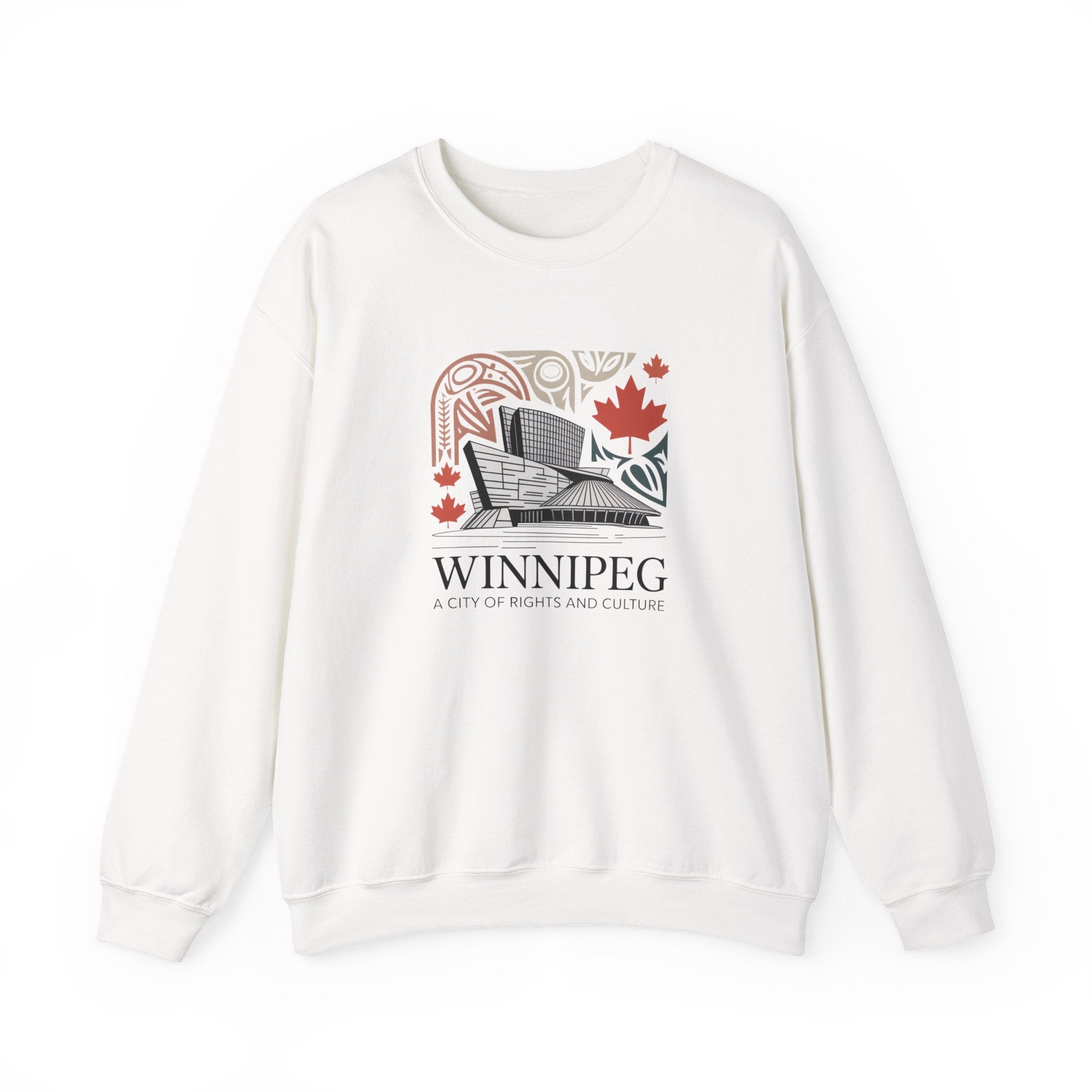 Winnipeg Crewneck Sweatshirt — Canadian Cityscape Design (Maple Leaf)