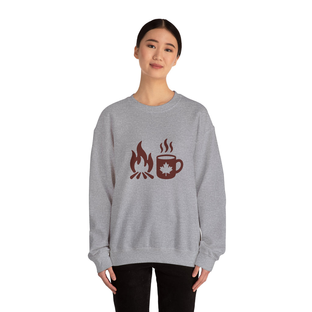 Campfire & Coffee Crewneck Sweatshirt — Cozy Camping Coffee Sweatshirt