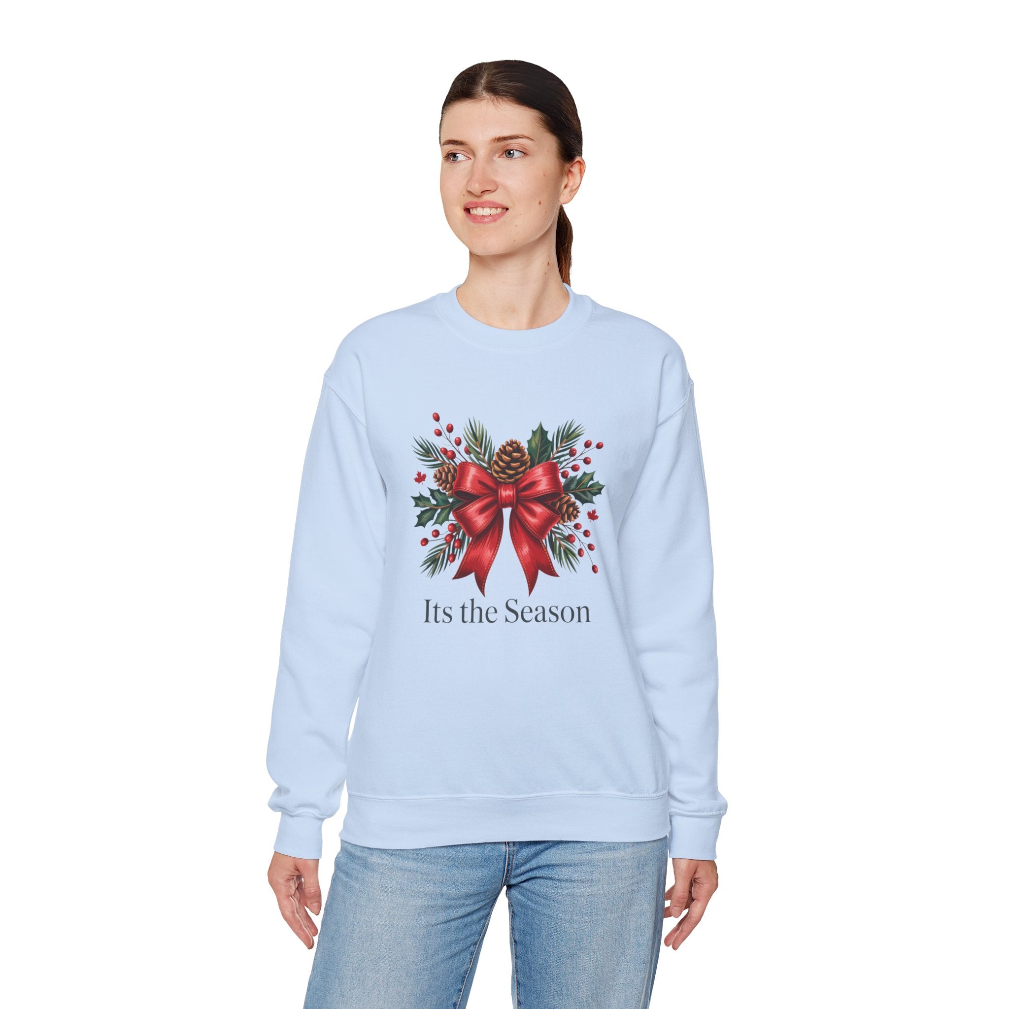 Holiday Bow Sweatshirt — "It's the Season" Christmas Crewneck