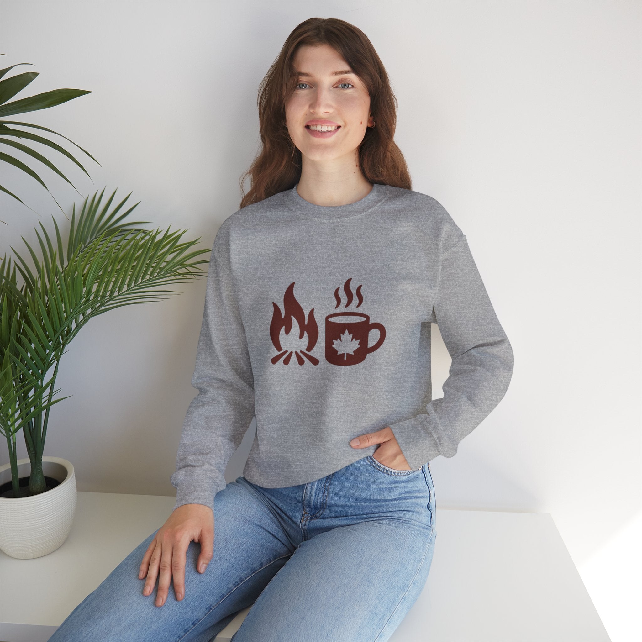 Campfire & Coffee Crewneck Sweatshirt — Cozy Camping Coffee Sweatshirt