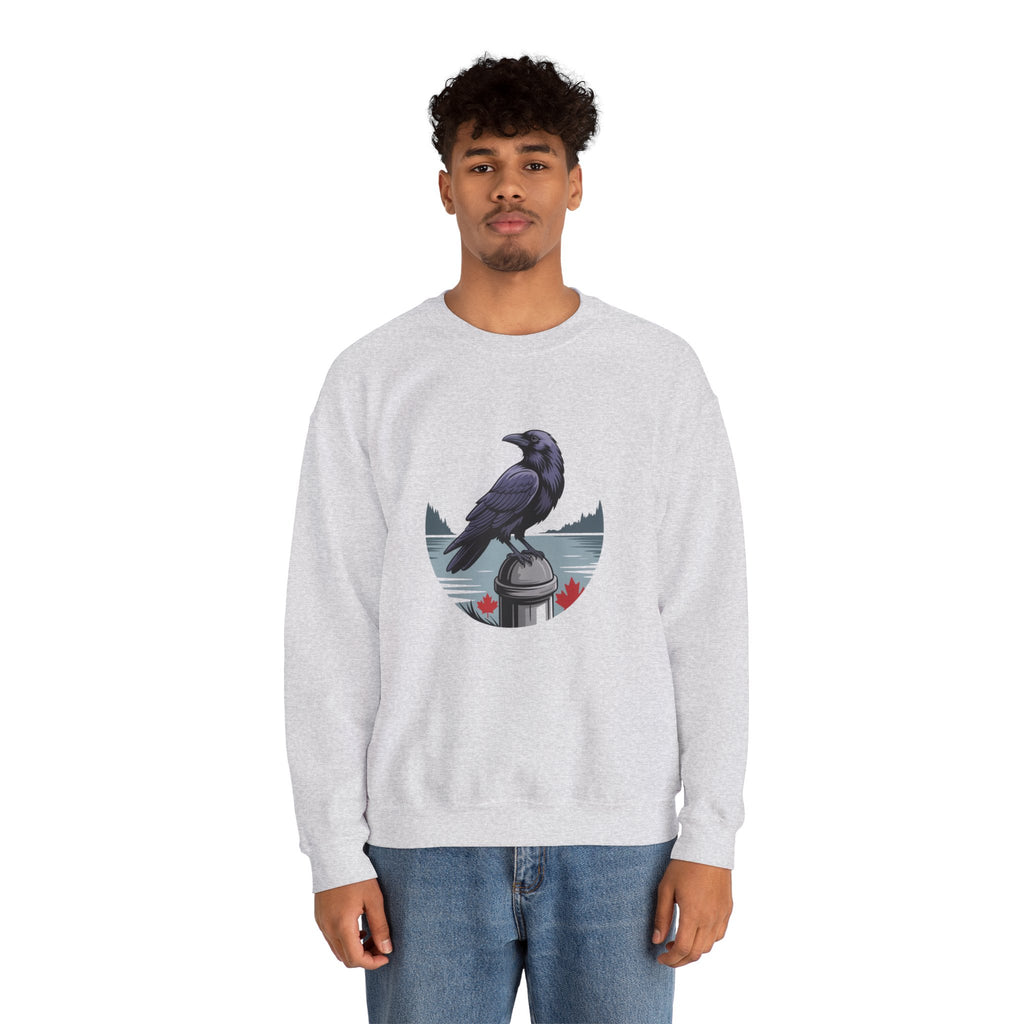 Raven by the Lake Crewneck Sweatshirt — Scenic Nature Graphic