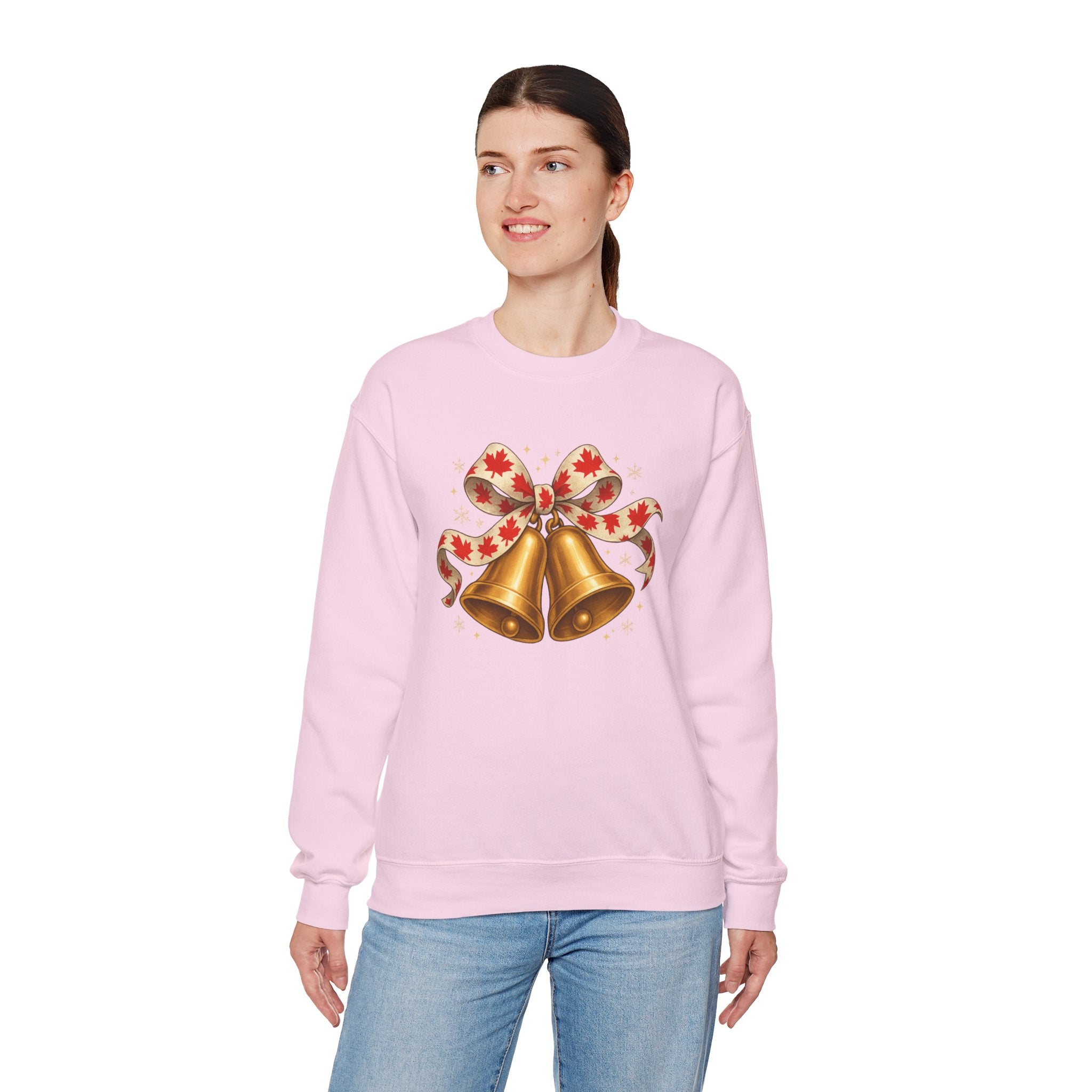 Christmas Bells Sweatshirt — Festive Maple Ribbon Holiday Crewneck