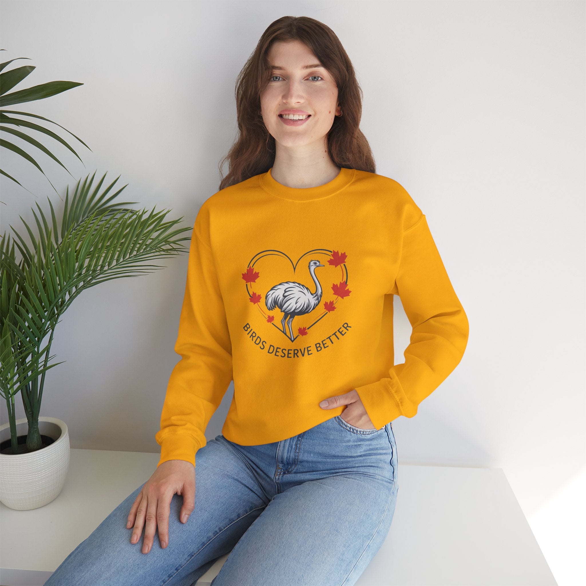 'Birds Deserve Better' Flamingo Heart Crewneck Sweatshirt