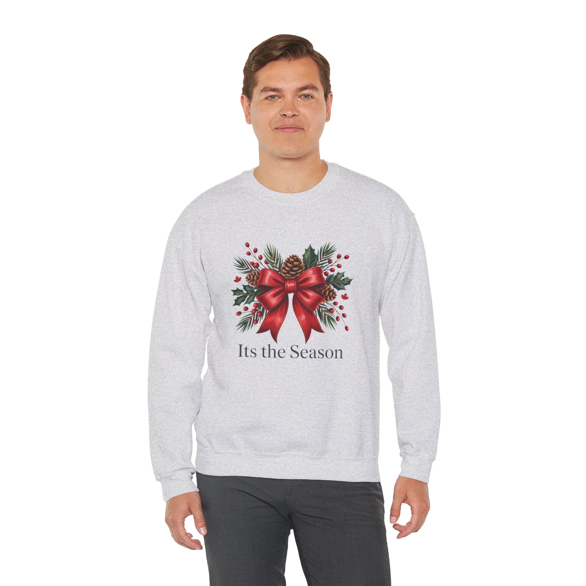 Holiday Bow Sweatshirt — "It's the Season" Christmas Crewneck