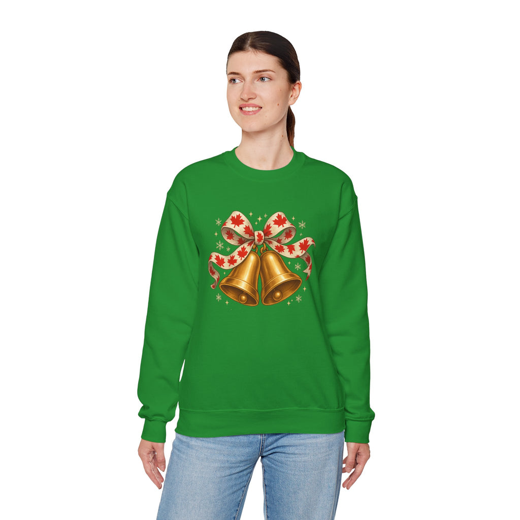 Christmas Bells Sweatshirt — Festive Maple Ribbon Holiday Crewneck
