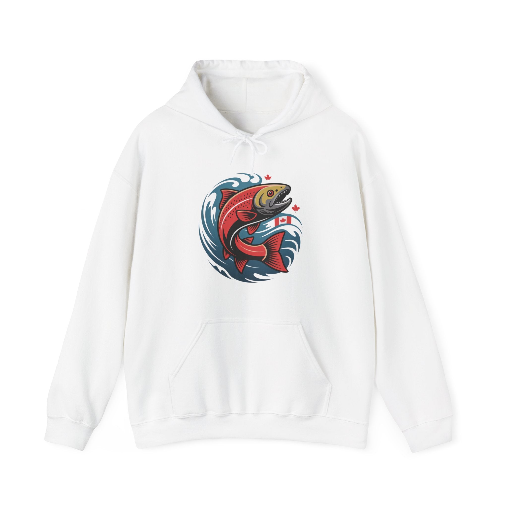 Salmon Wave Hoodie — Retro Fishing Graphic Pullover