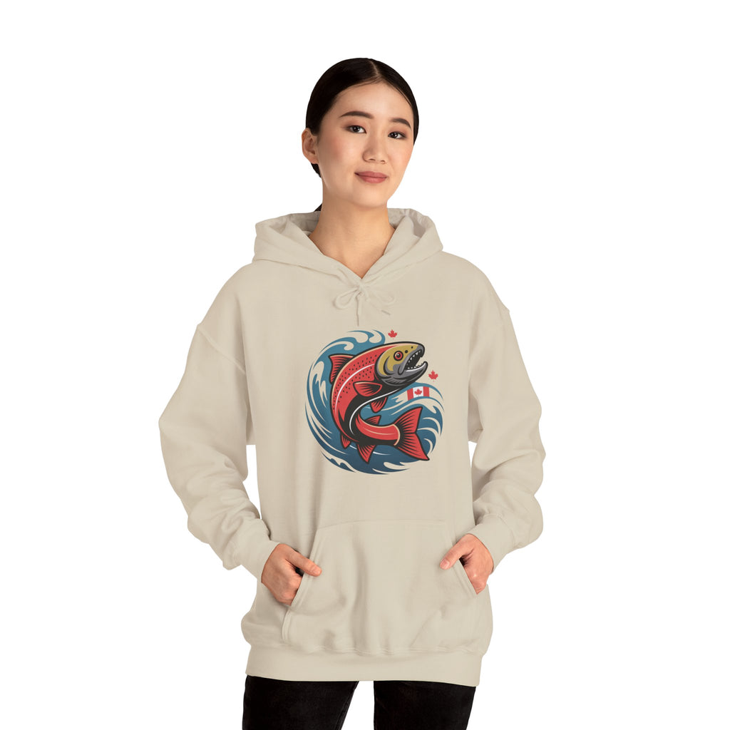 Salmon Wave Hoodie — Retro Fishing Graphic Pullover