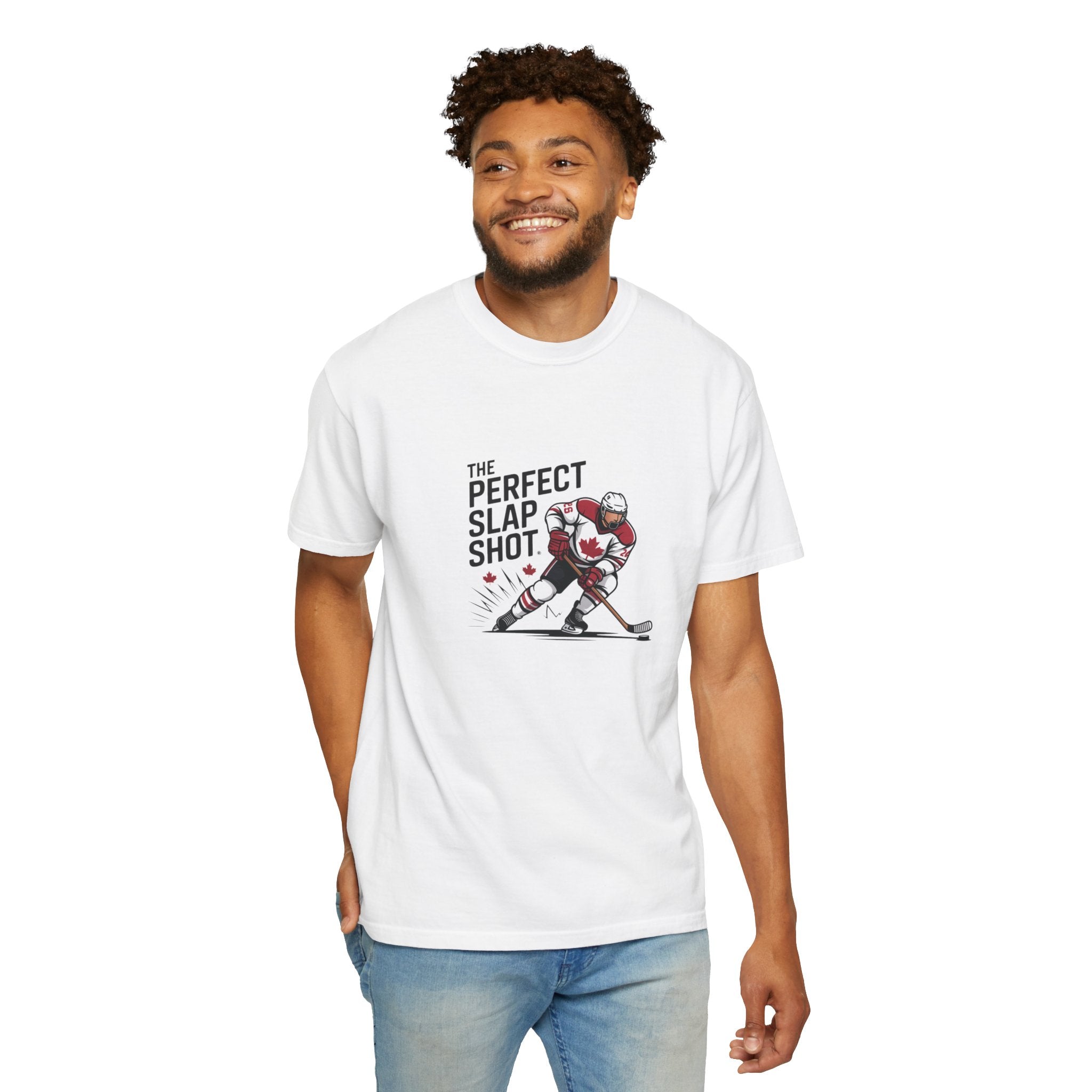 Hockey Slap Shot T-Shirt — “The Perfect Slap Shot” Graphic Tee