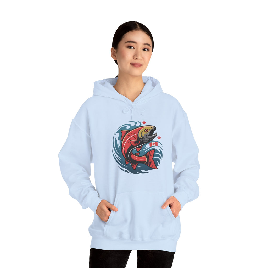 Salmon Wave Hoodie — Retro Fishing Graphic Pullover