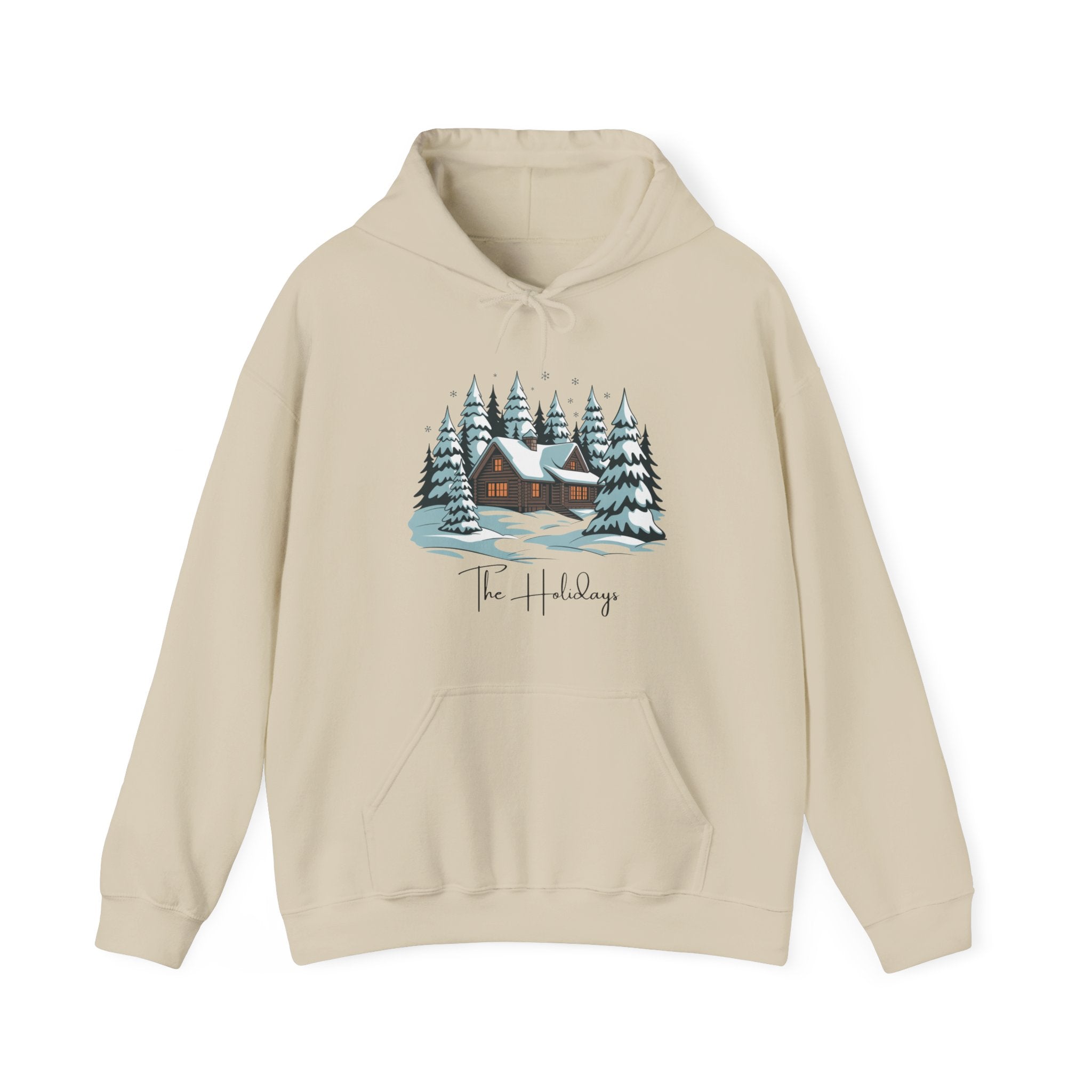 Cozy Cabin Holiday Hoodie — Winter Pine Forest Sweatshirt