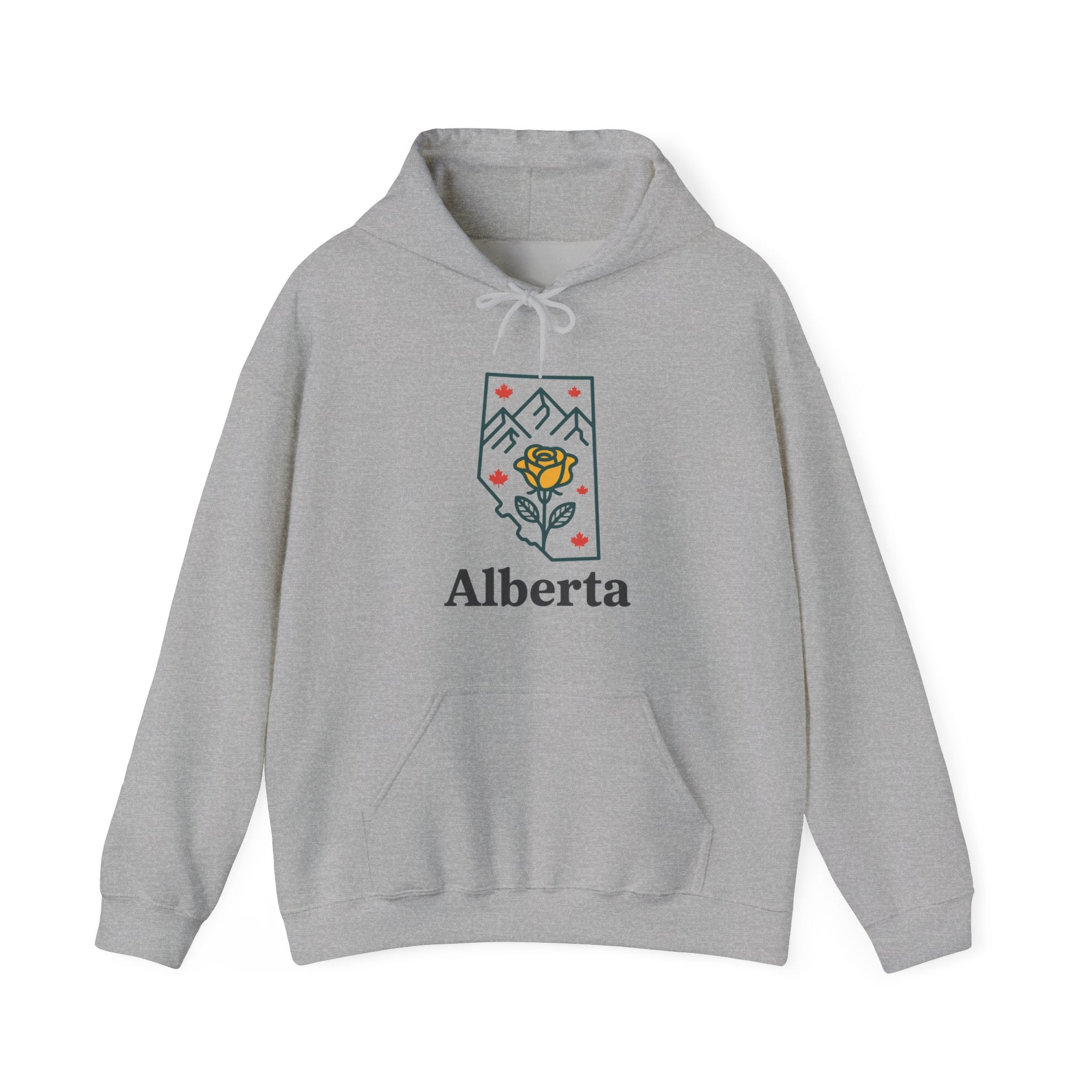 Alberta Wild Rose Hoodie — Minimal Mountain & Floral Graphic