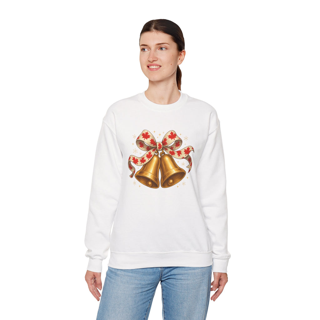 Christmas Bells Sweatshirt — Festive Maple Ribbon Holiday Crewneck