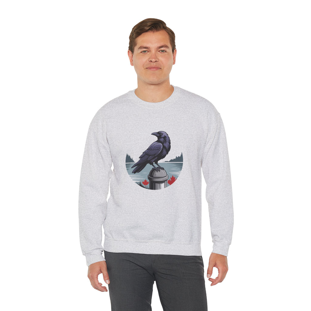 Raven by the Lake Crewneck Sweatshirt — Scenic Nature Graphic