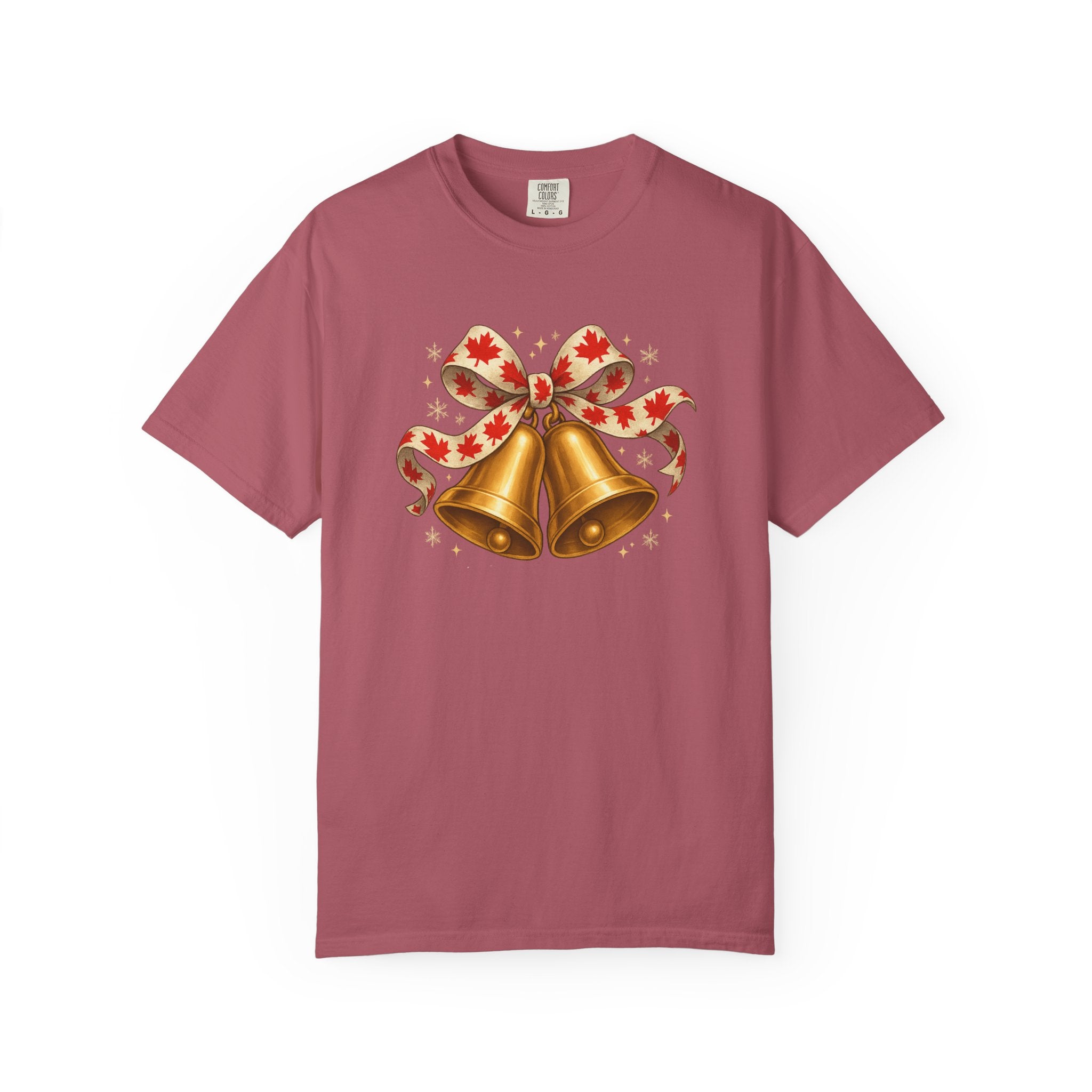 Cozy Christmas Bells T-Shirt | Festive Maple Pride Tee with Vintage Garment-Dyed Comfort