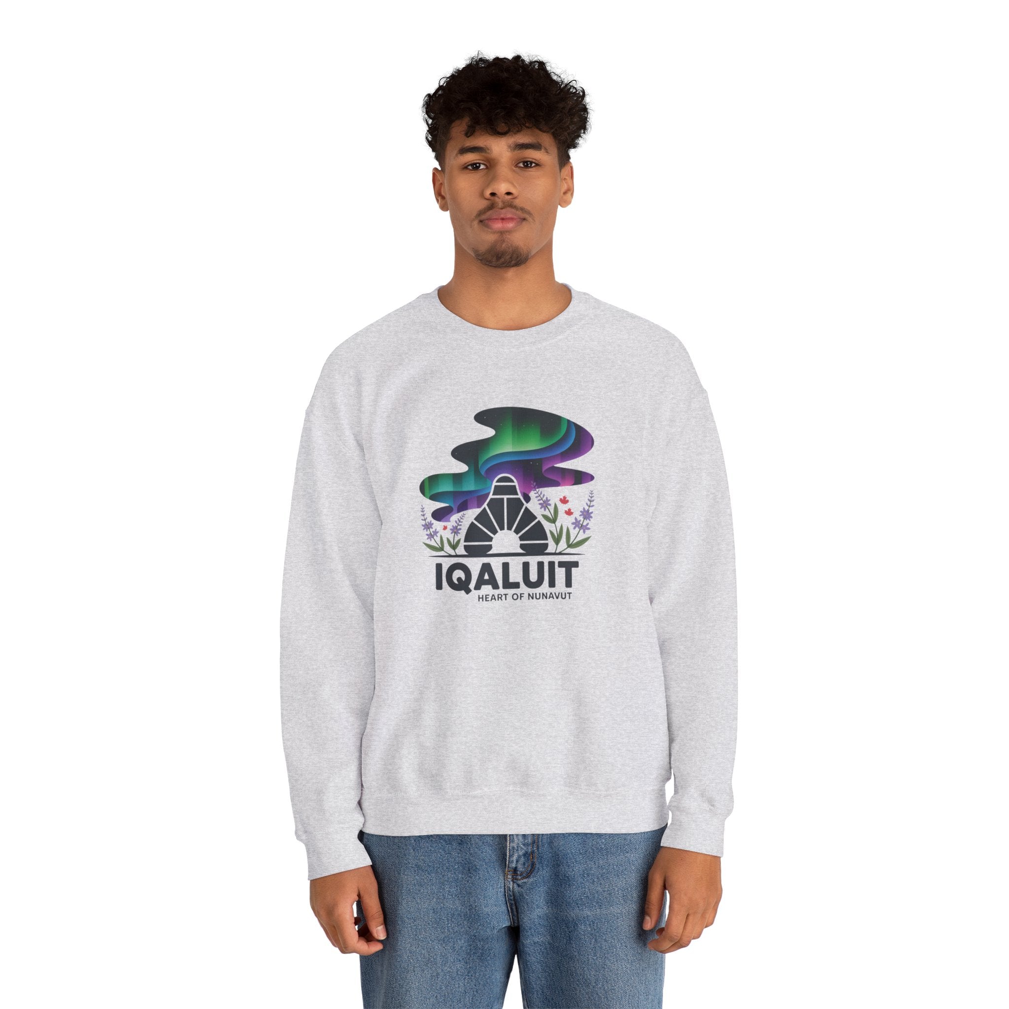 Iqaluit Northern Lights Sweatshirt – Heart of Nunavut Souvenir Crewneck