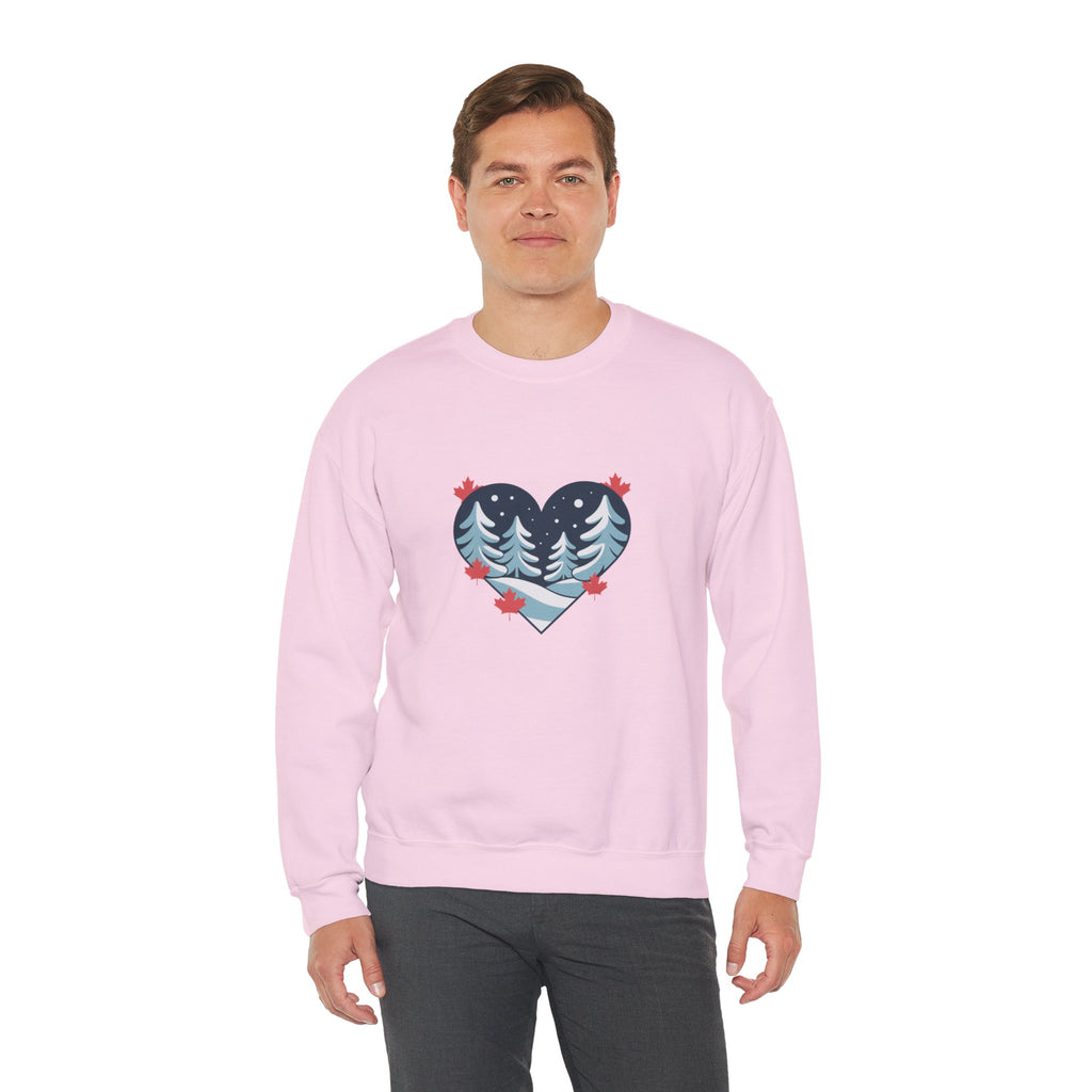 Winter Forest Heart Sweatshirt — Cozy Christmas Crewneck