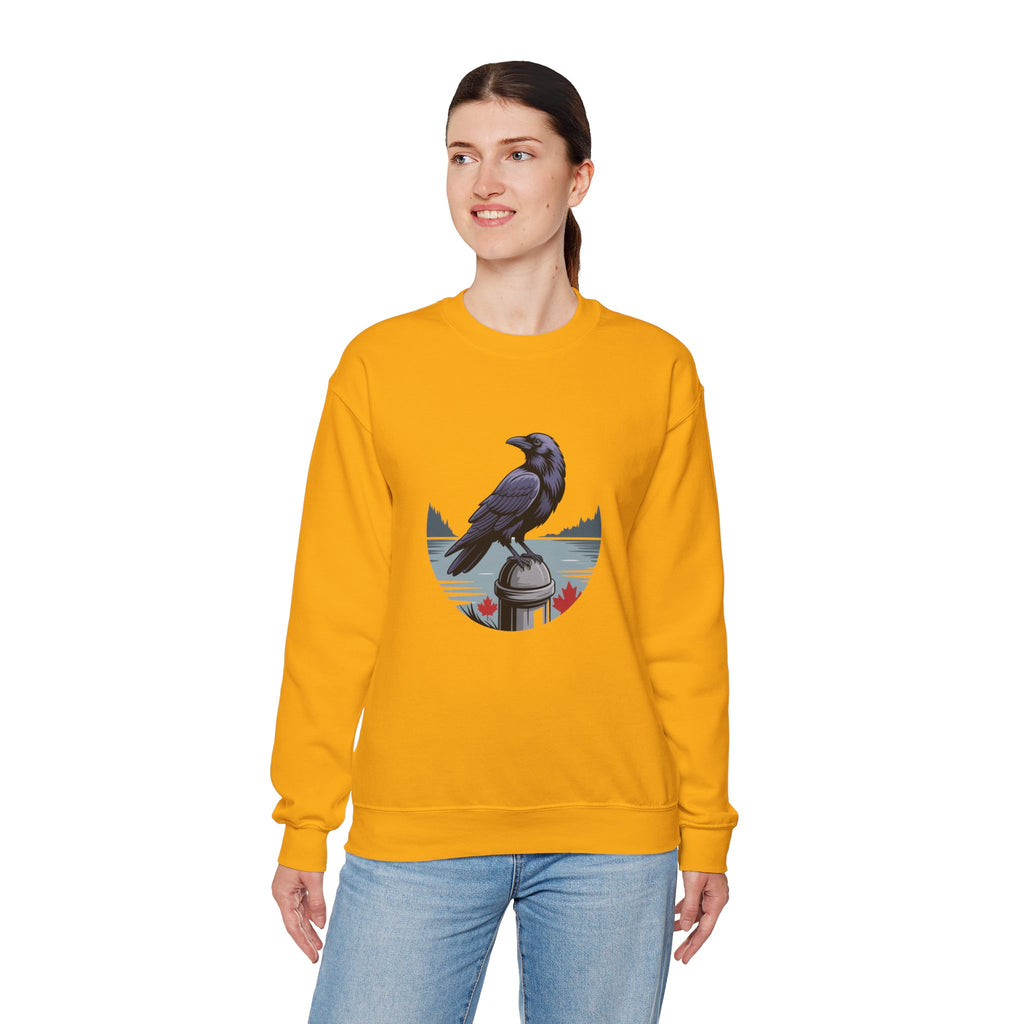 Raven by the Lake Crewneck Sweatshirt — Scenic Nature Graphic