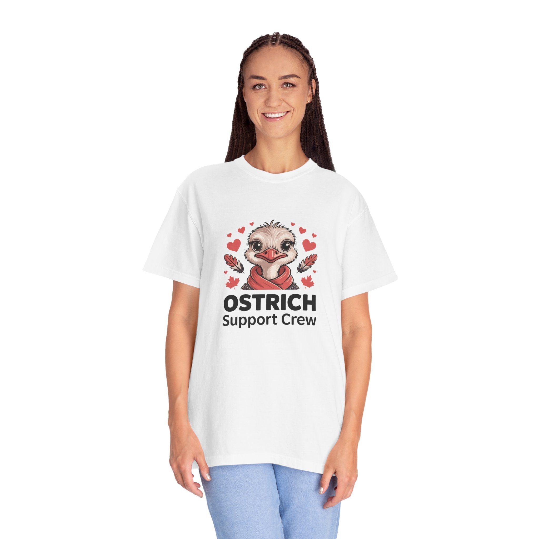 Ostrich Support Crew T-Shirt — Cute Ostrich Valentine Tee