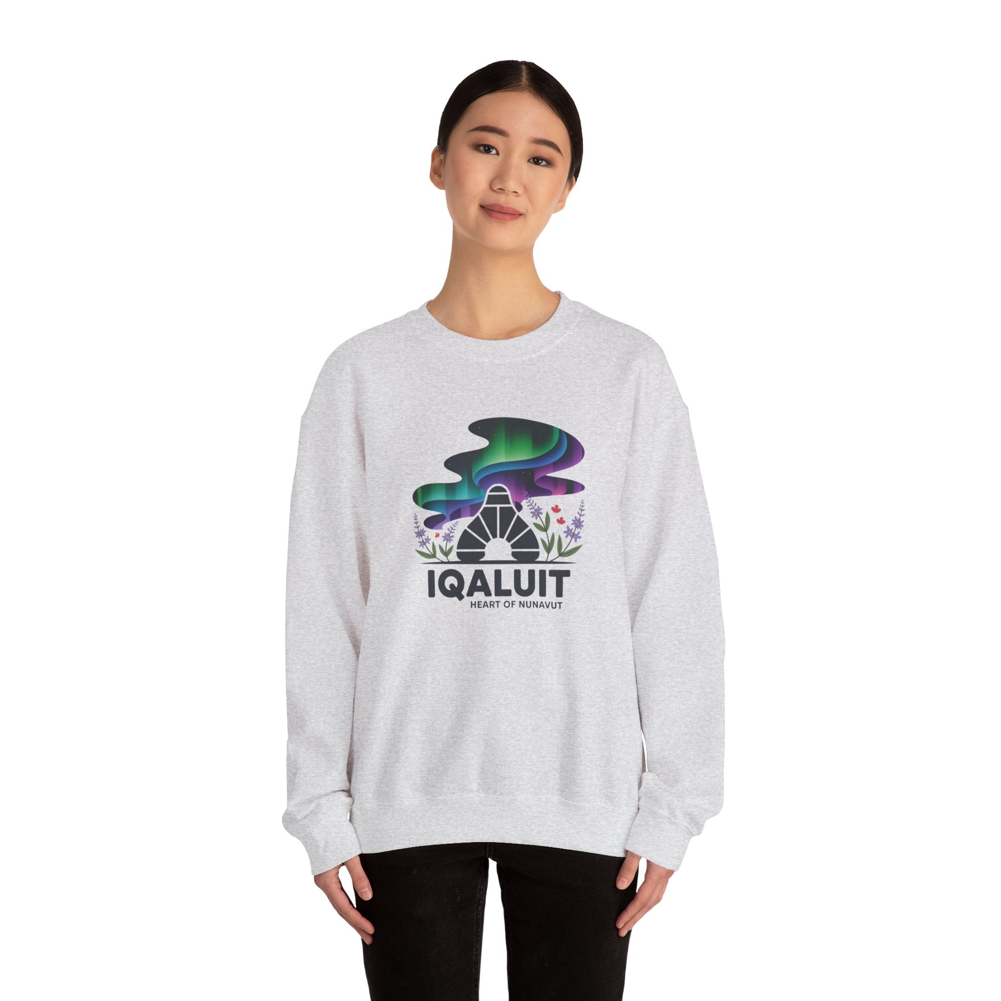 Iqaluit Northern Lights Sweatshirt – Heart of Nunavut Souvenir Crewneck