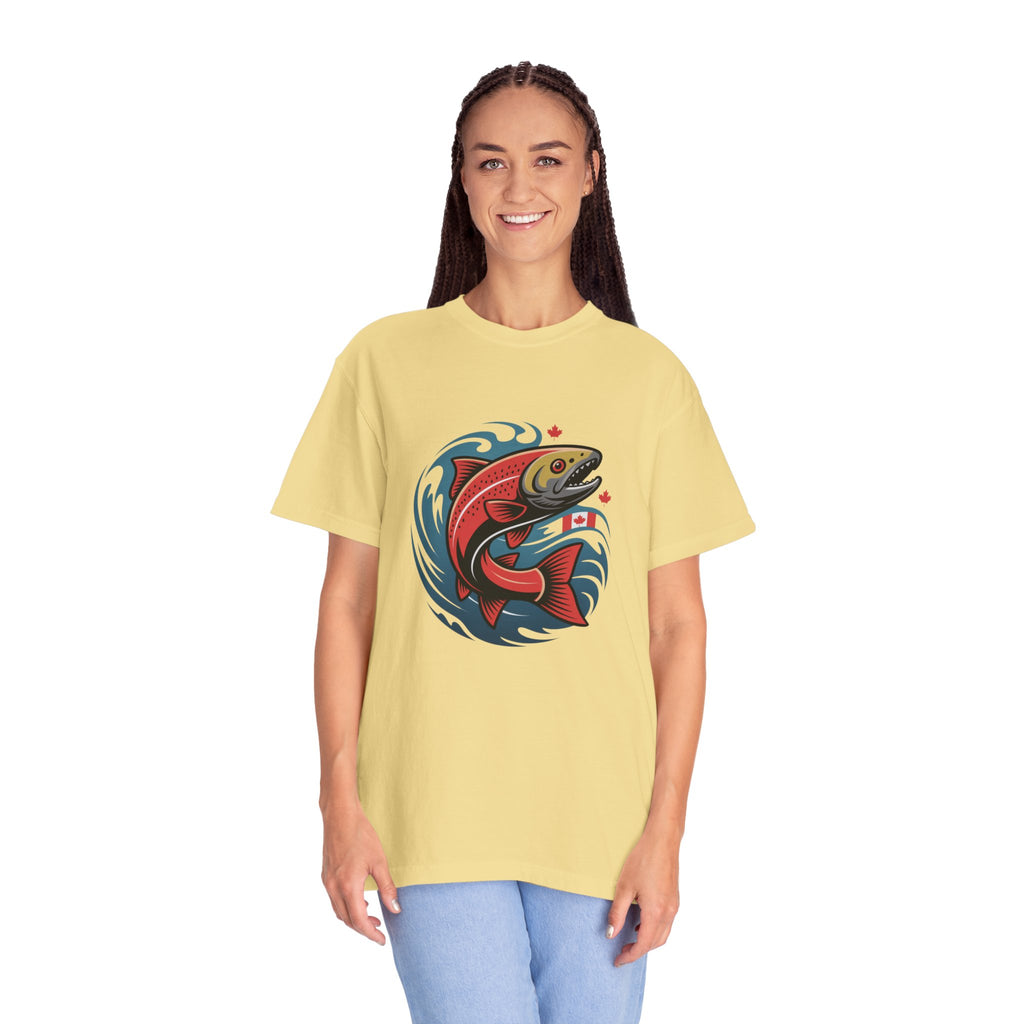 Salmon Wave T‑Shirt — Retro Fishing Graphic Tee