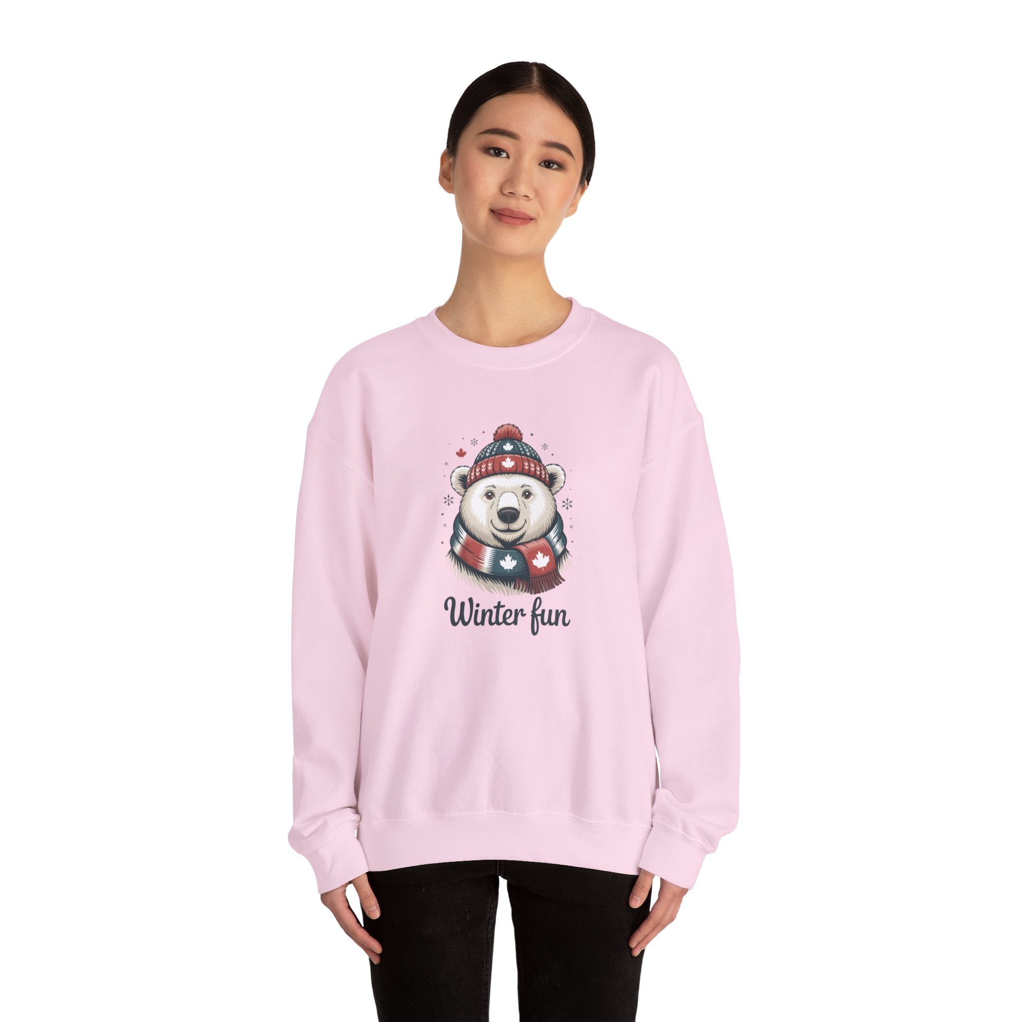 'Winter Fun' Polar Bear Crewneck: Cozy Holiday Snow Day Sweatshirt