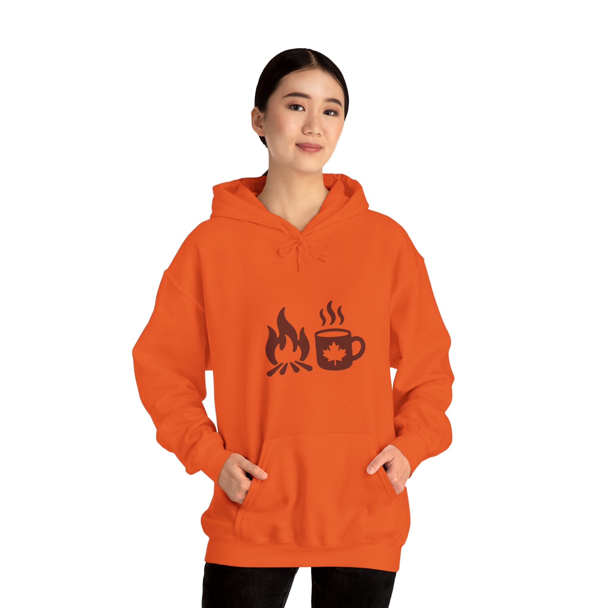 Campfire Coffee Hoodie — Cozy Camper Coffee Cup & Flame Graphic