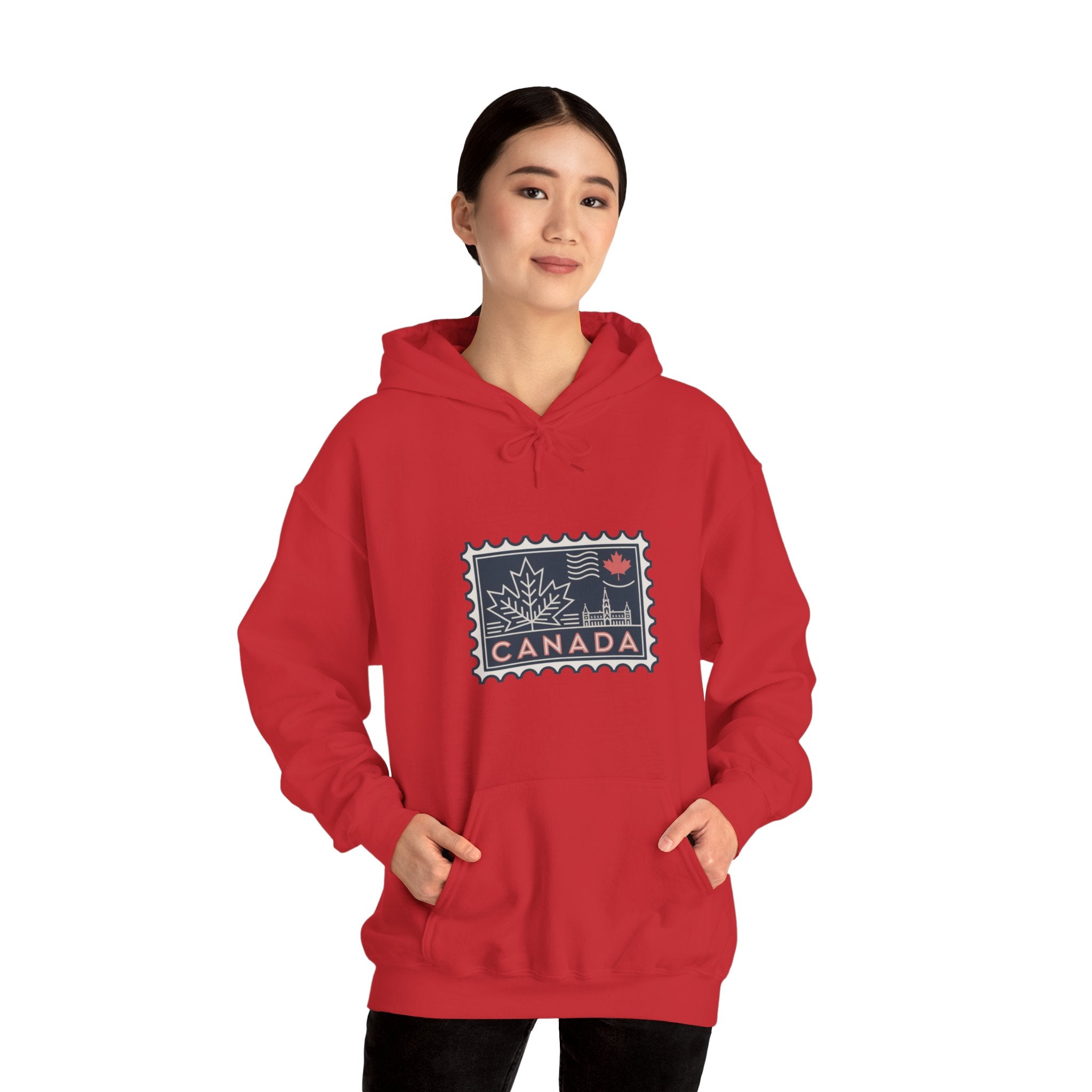 Canada Stamp Hoodie – Vintage Maple Leaf Canadian Travel Sweatshirt