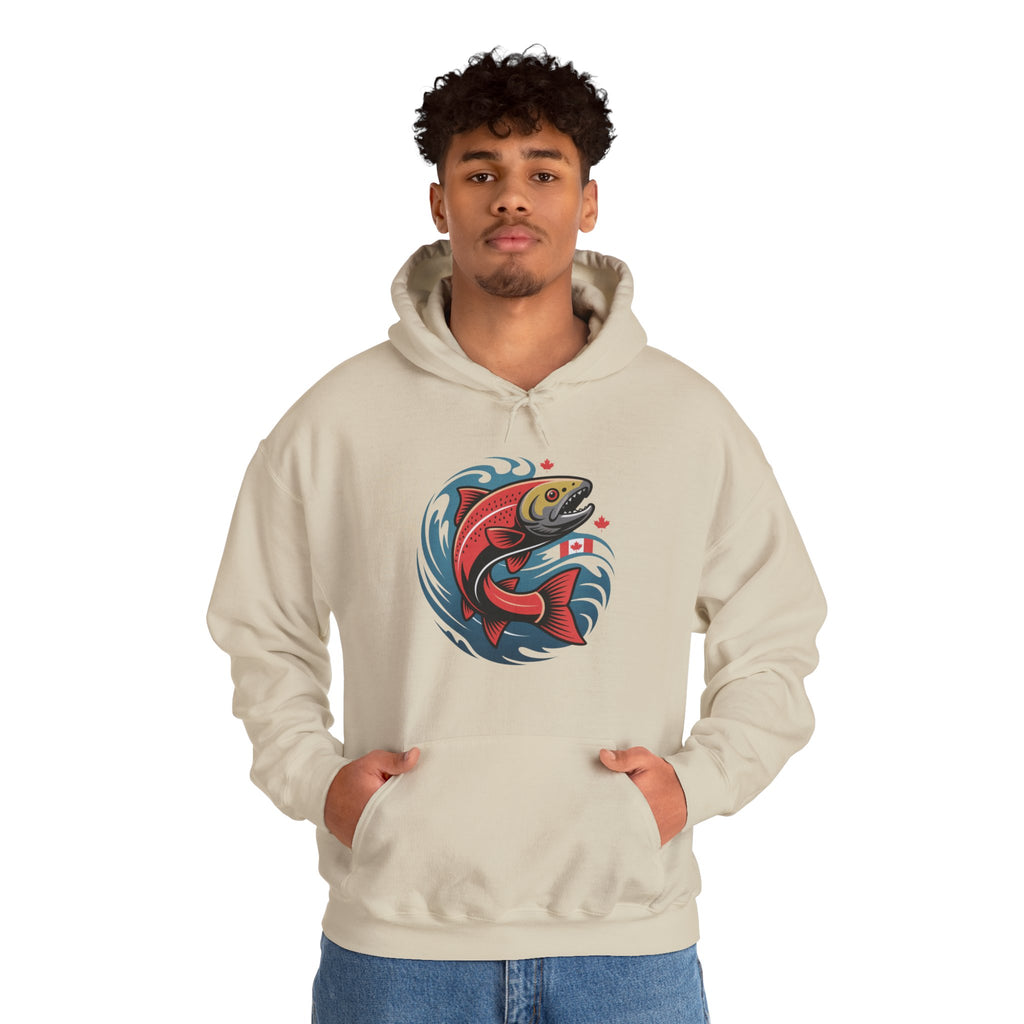 Salmon Wave Hoodie — Retro Fishing Graphic Pullover